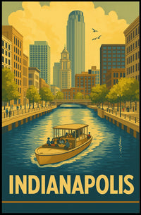 Indianapolis Skyline Vintage Travel Art Poster
