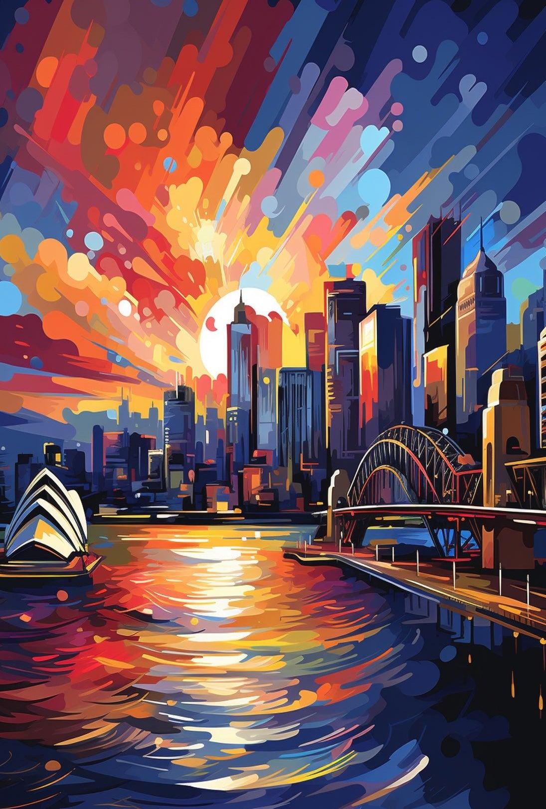 Sydney Harbor Twilight Scenic Art Travel Poster
