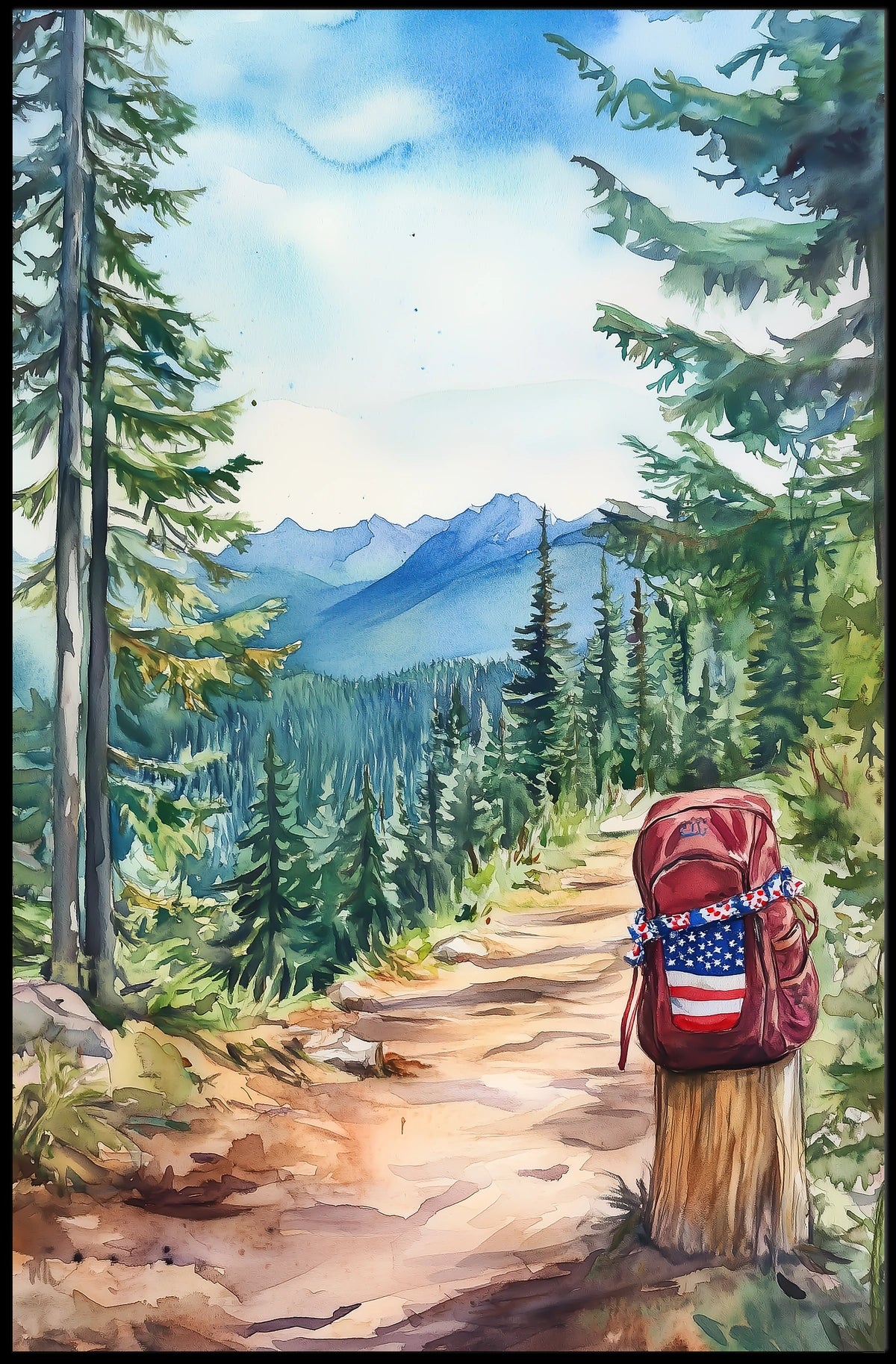 Forest Hiking Trail Mountain Landscape Scenic Nature Poster