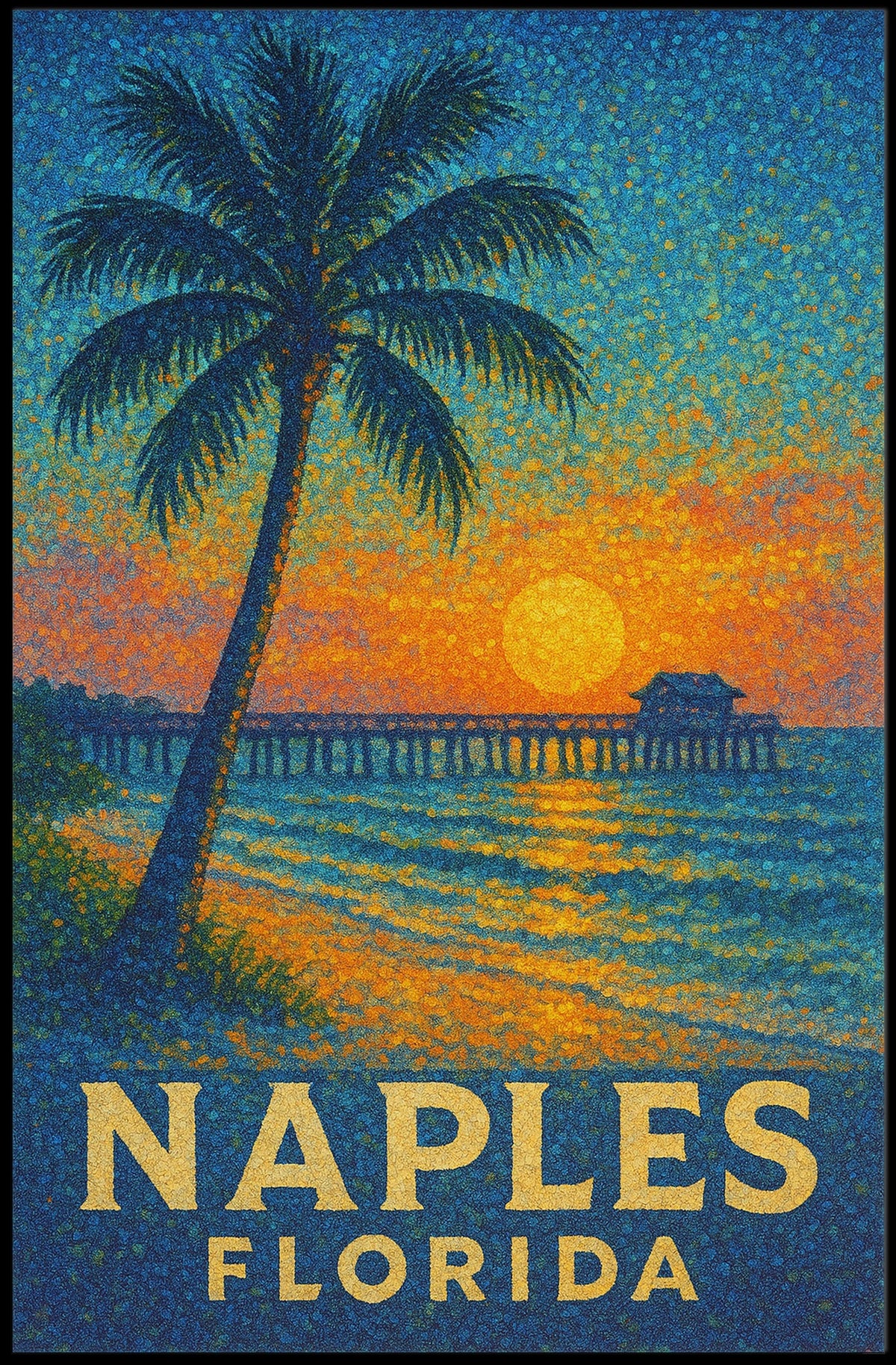 Naples Florida Sunset Poster Wall Art 18x24 Coastal Decor