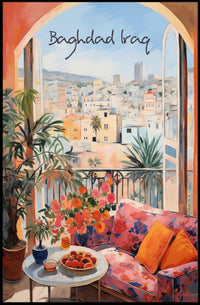 Baghdad Balcony View: Urban Serenity Poster