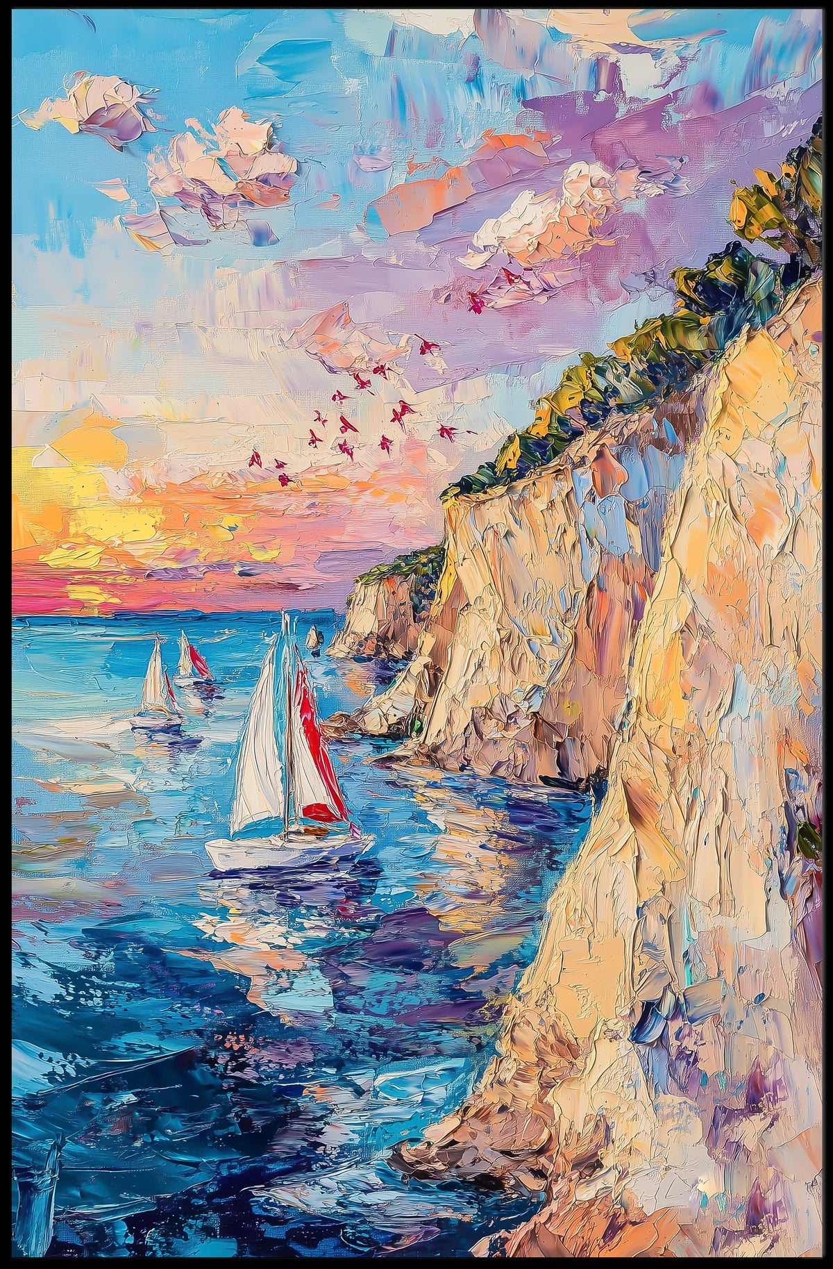 pixelmotion copyai 35099 Thick oil impasto painting of a coastal cl eae5208126d 4029 9828 f8e65374a5f0 Poster
