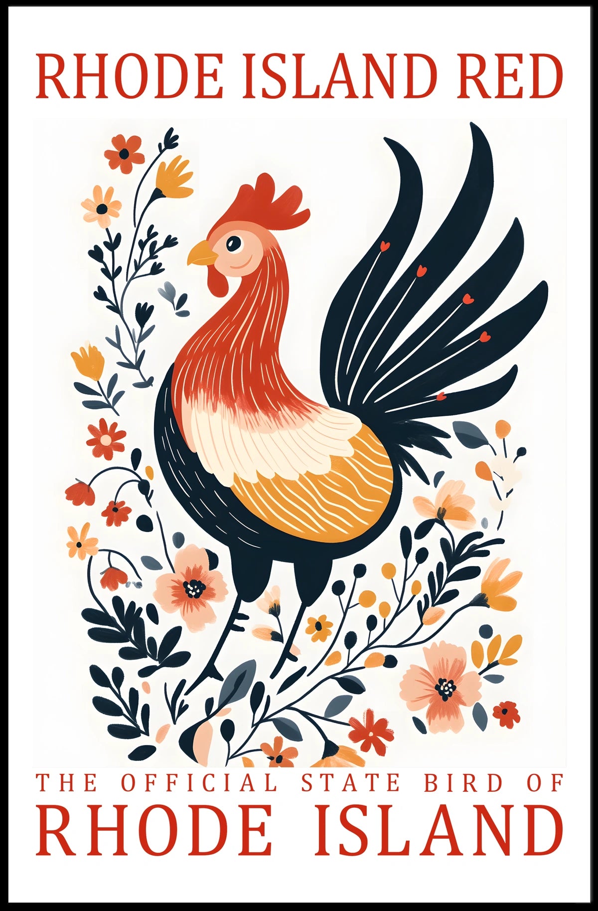 Rhode Island Red Chicken Art Poster Decor