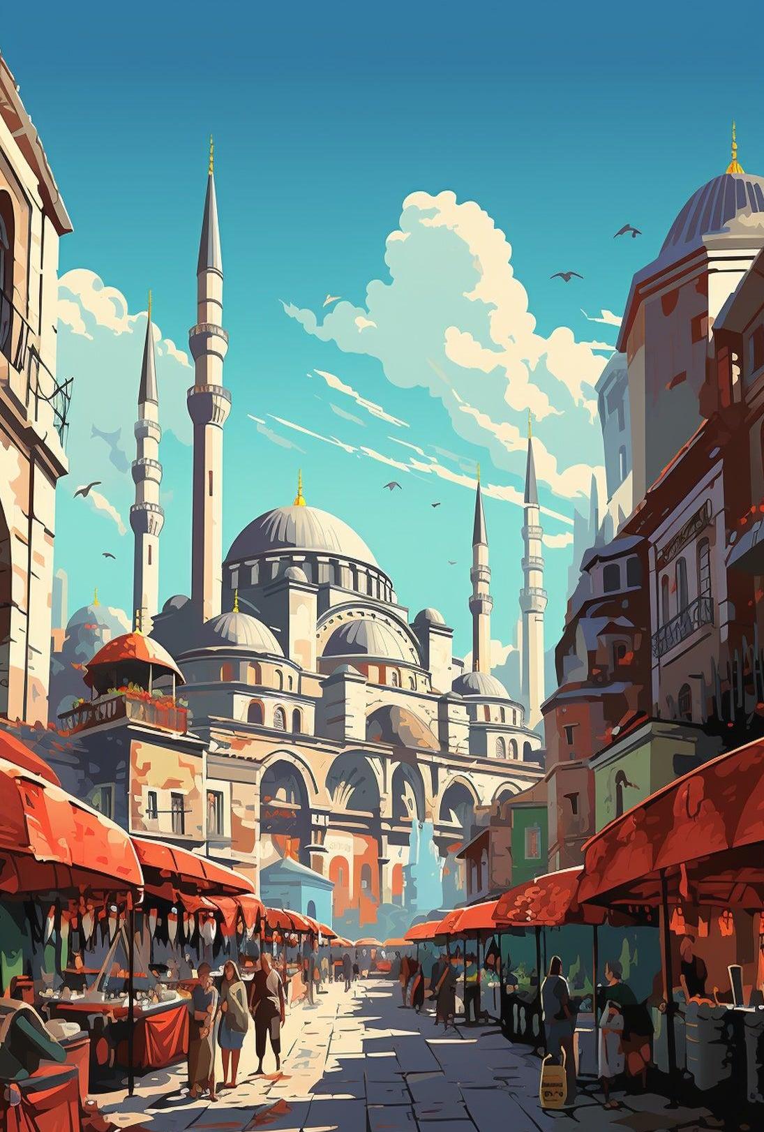 Middle Eastern Market Scene Cultural or Heritage Poster