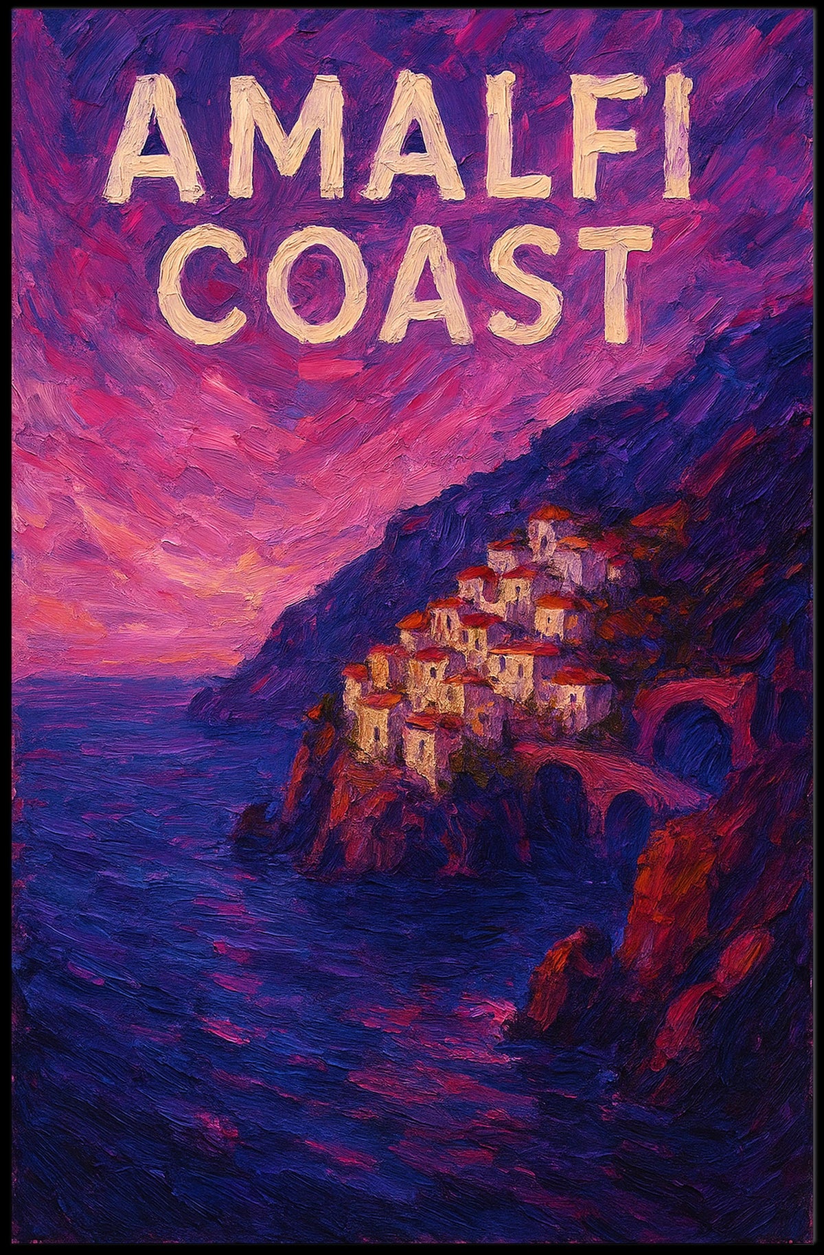 Amalfi Coast Poster for Coastal Home Decor Wall Art