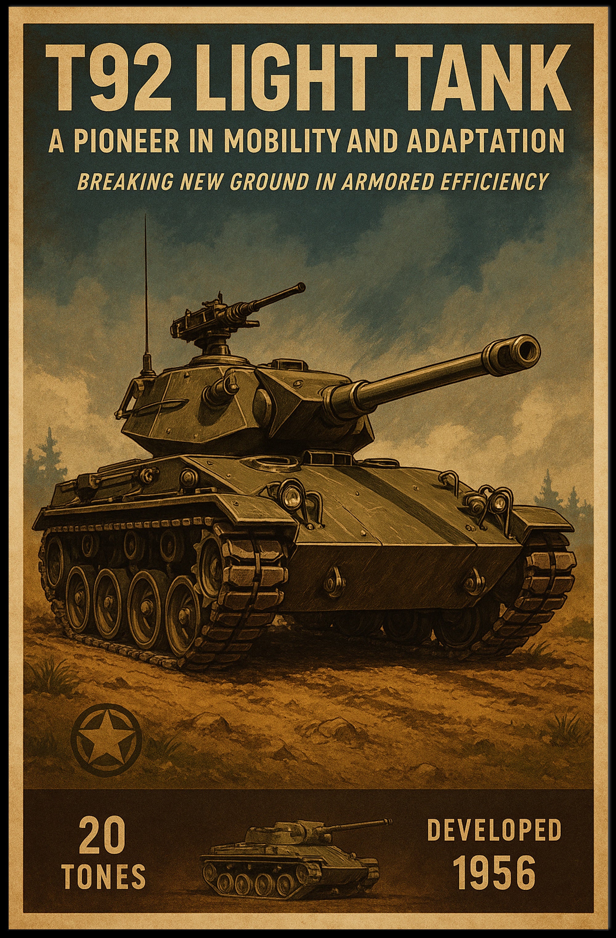 T92 Light Tank Military Recruitment Poster