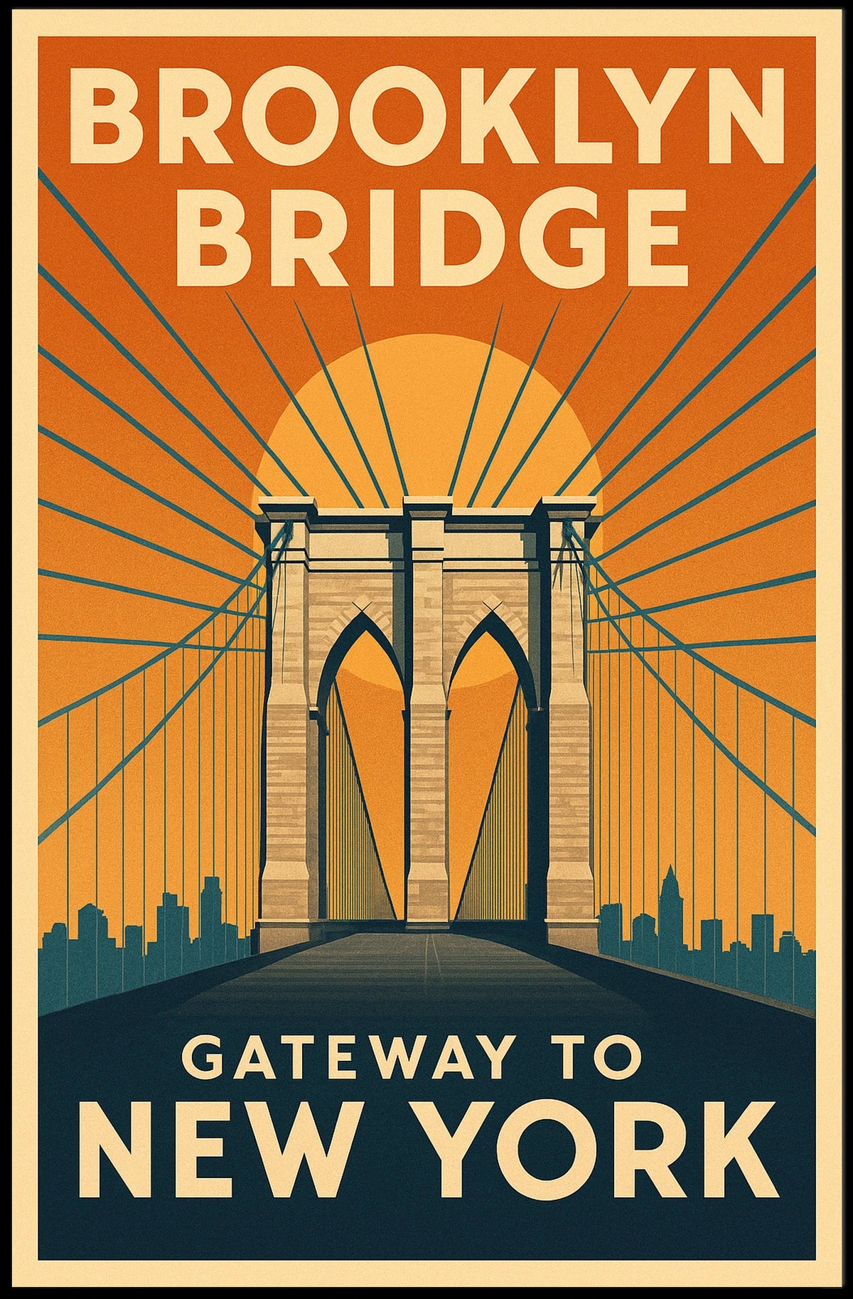 Brooklyn Bridge Gateway Poster Modern Travel Wall Art