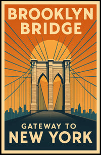 Brooklyn Bridge Gateway Poster Modern Travel Wall Art