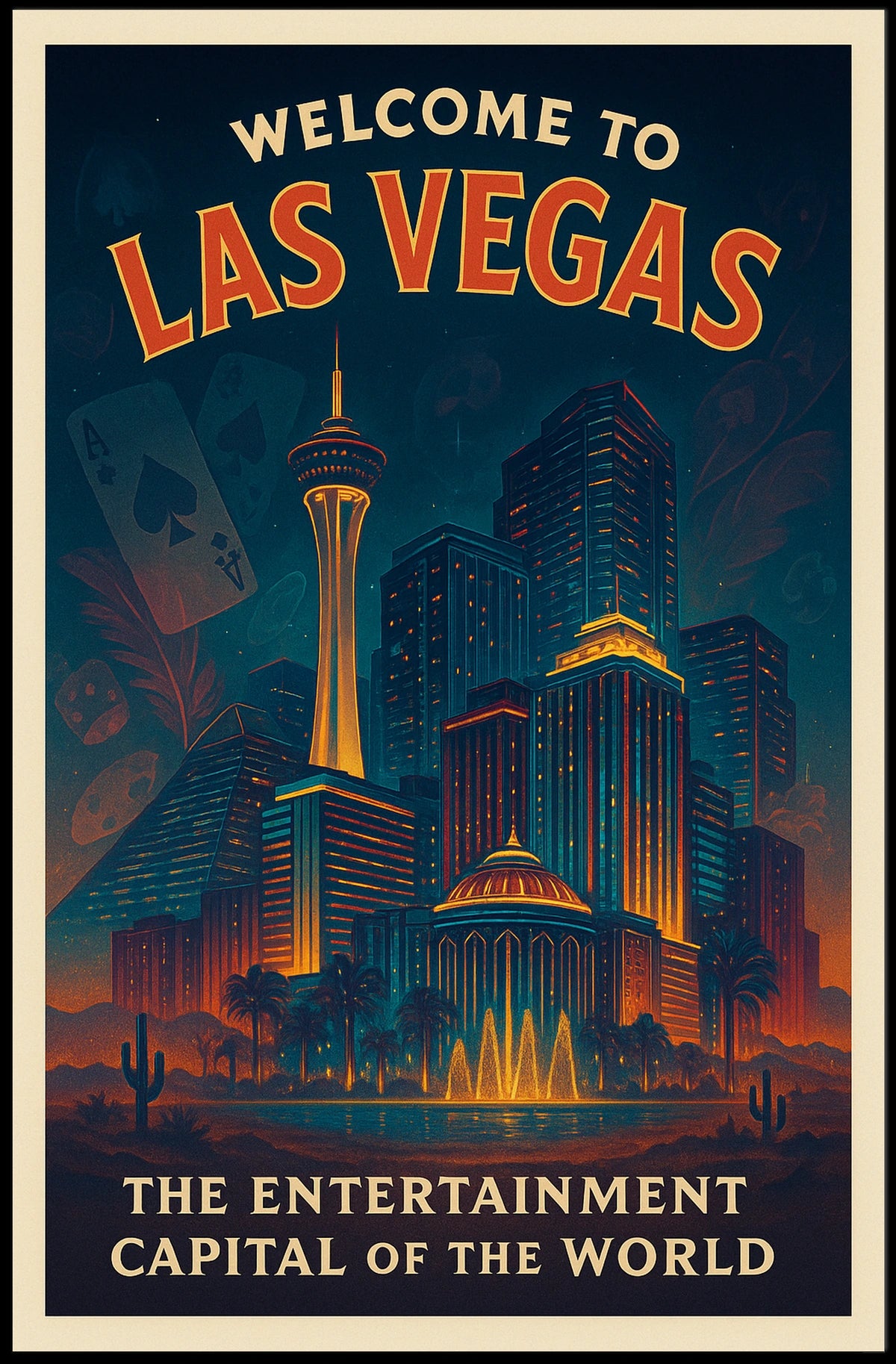 Las Vegas Vintage Skyline Poster: Nostalgic Travel Art