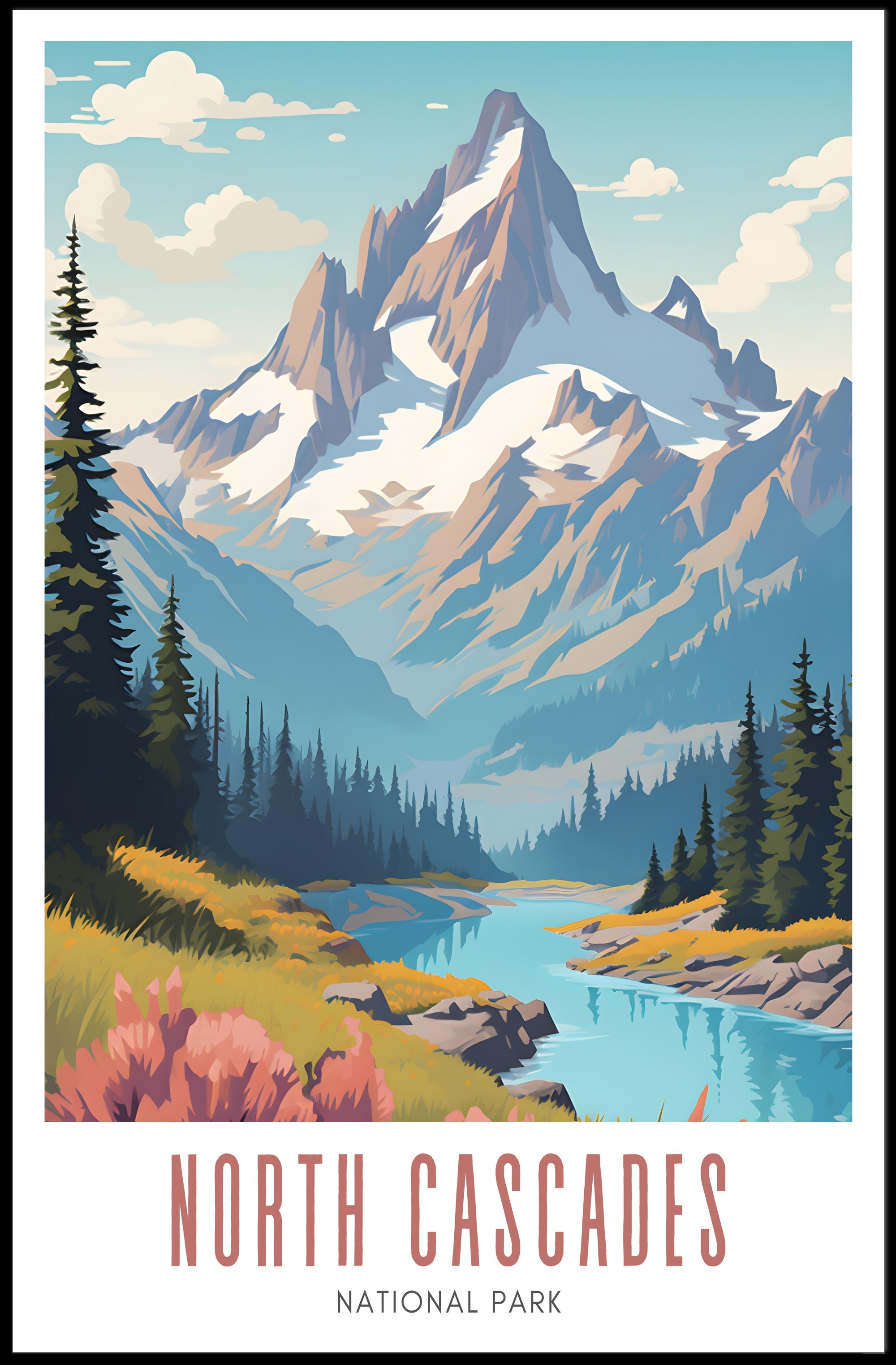 North Cascades National Park Vintage Poster