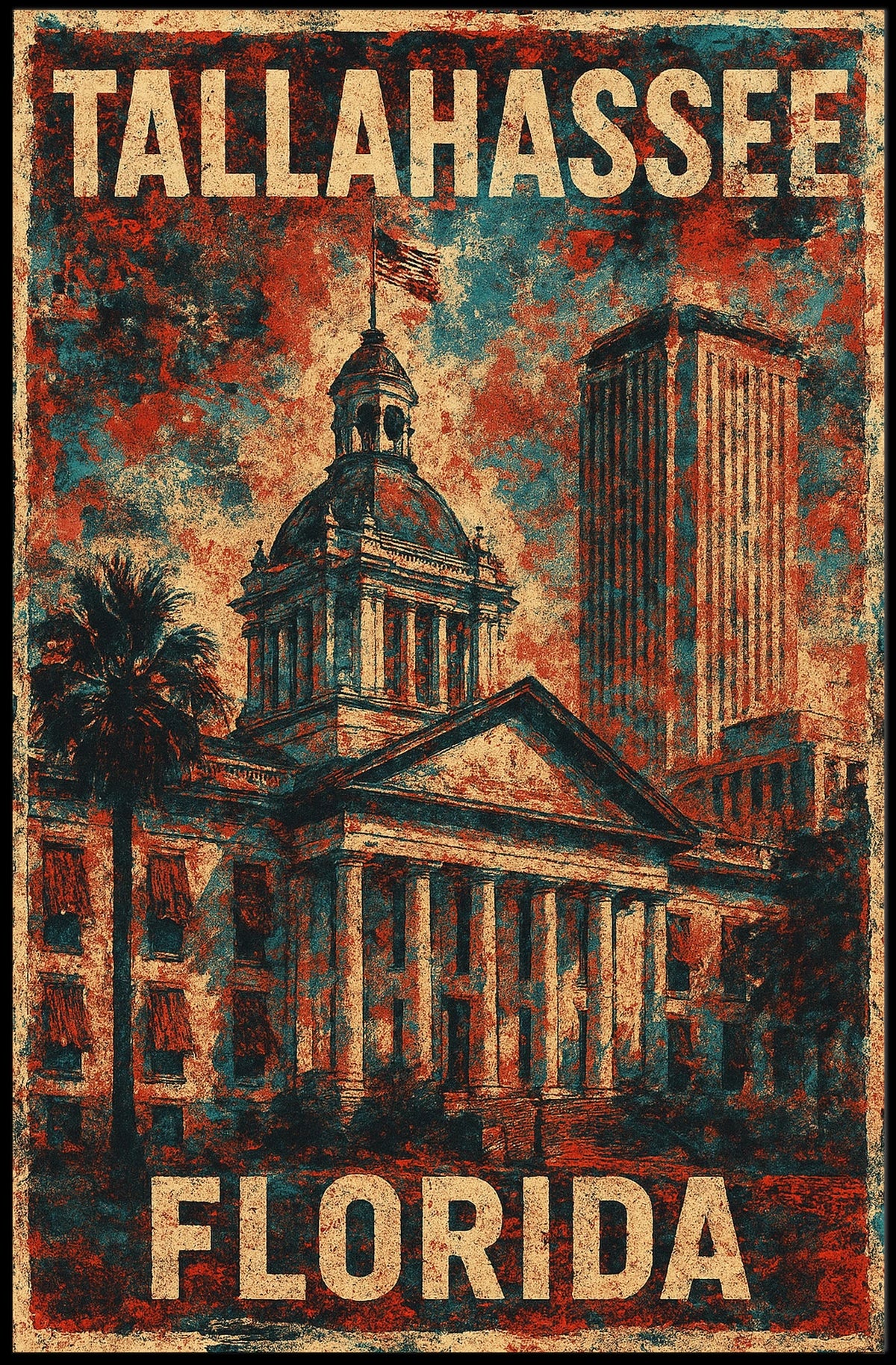 Tallahassee Capitol Retro Collector Poster