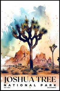 Joshua Tree Watercolor Wall Art Poster