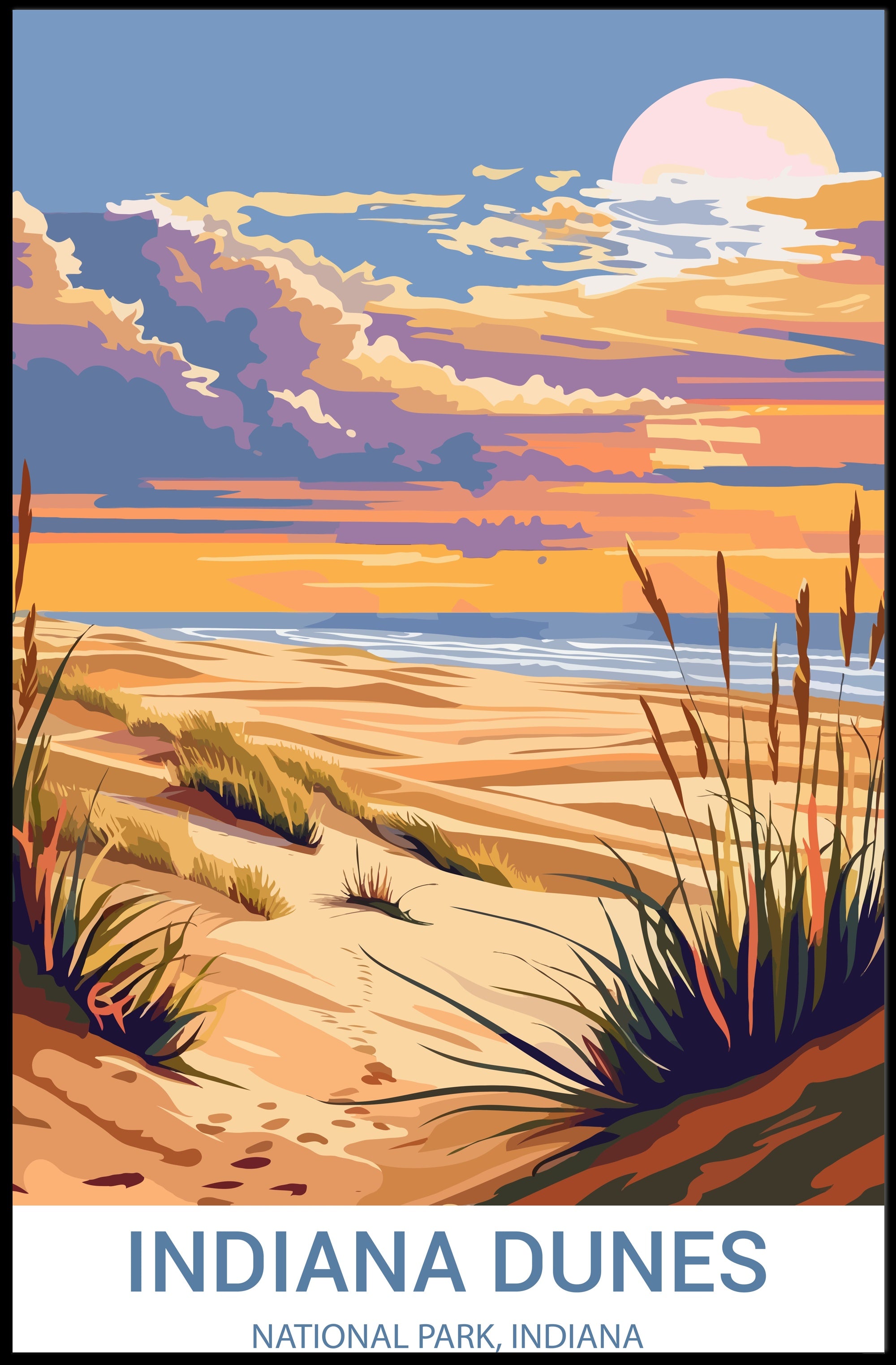 Indiana Dunes Scenic Travel Poster