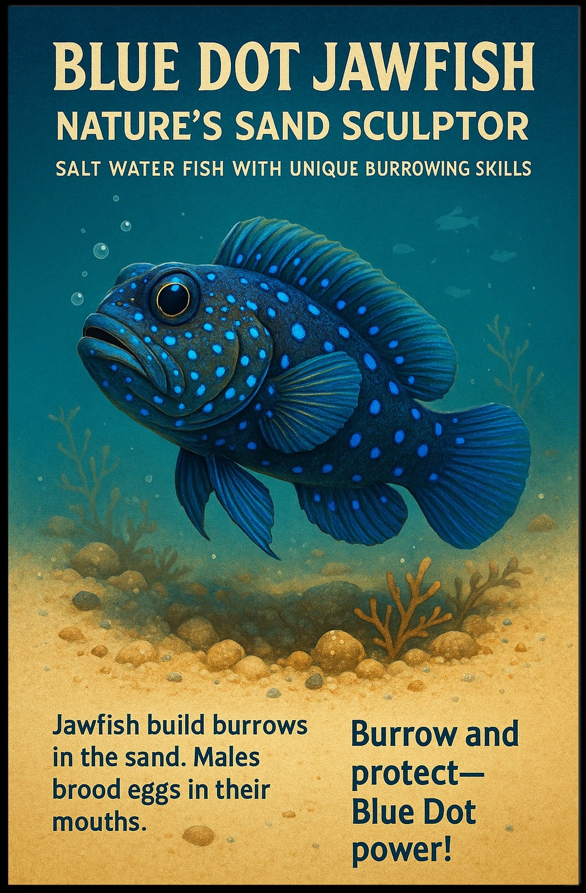 Blue Dot Jawfish NatureS Sand Poster