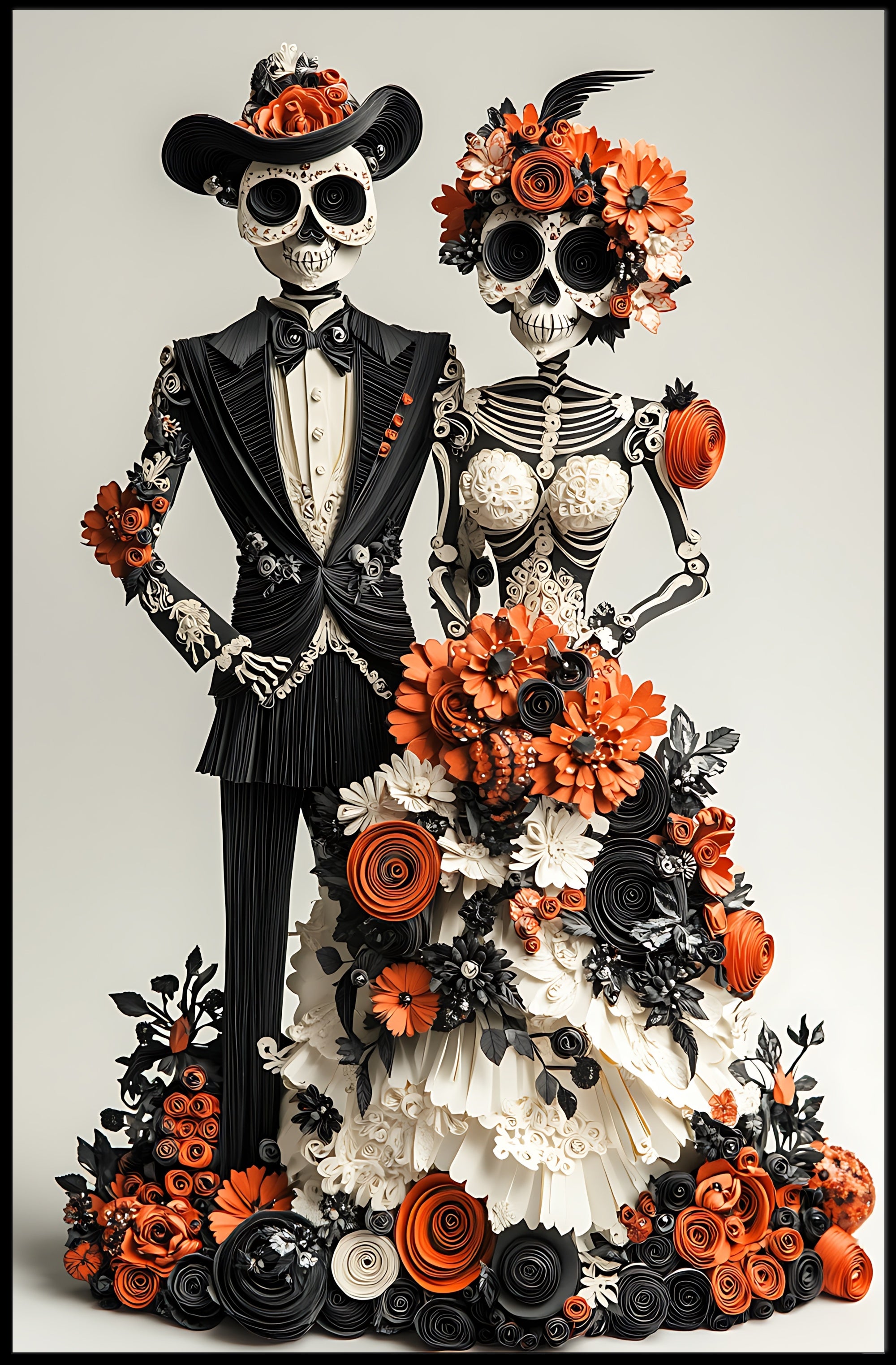 Day of the Dead Skeleton Wedding Art Poster - Cultural or Heritage Poster