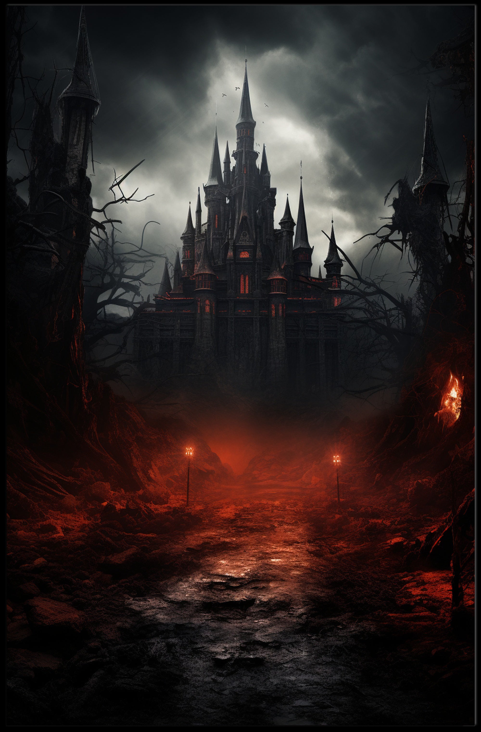 Gothic Castle At Dusk Poster PosterGoat