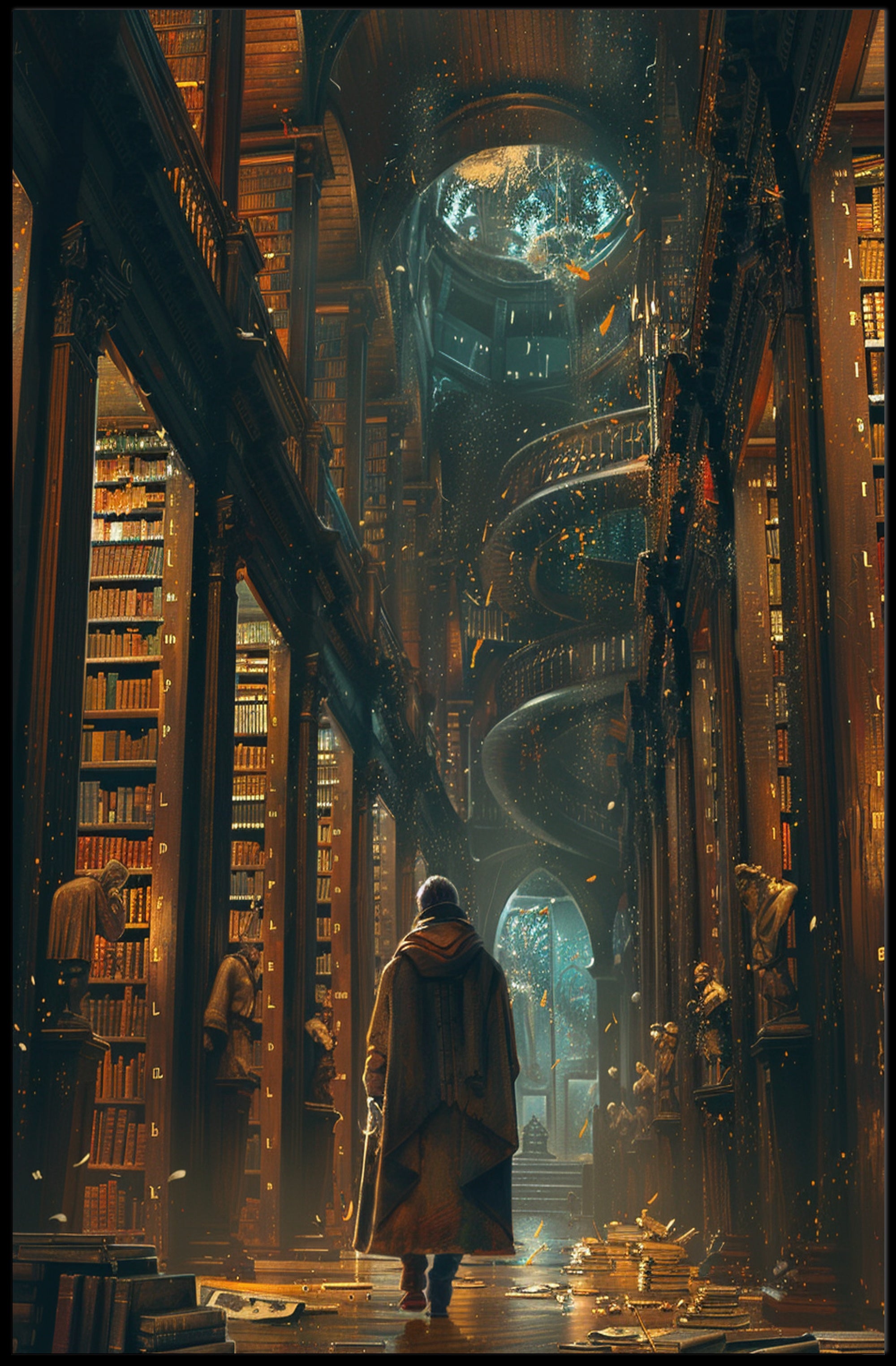Mystical Library Adventure: Fantasy or Mythology Poster PosterGoat