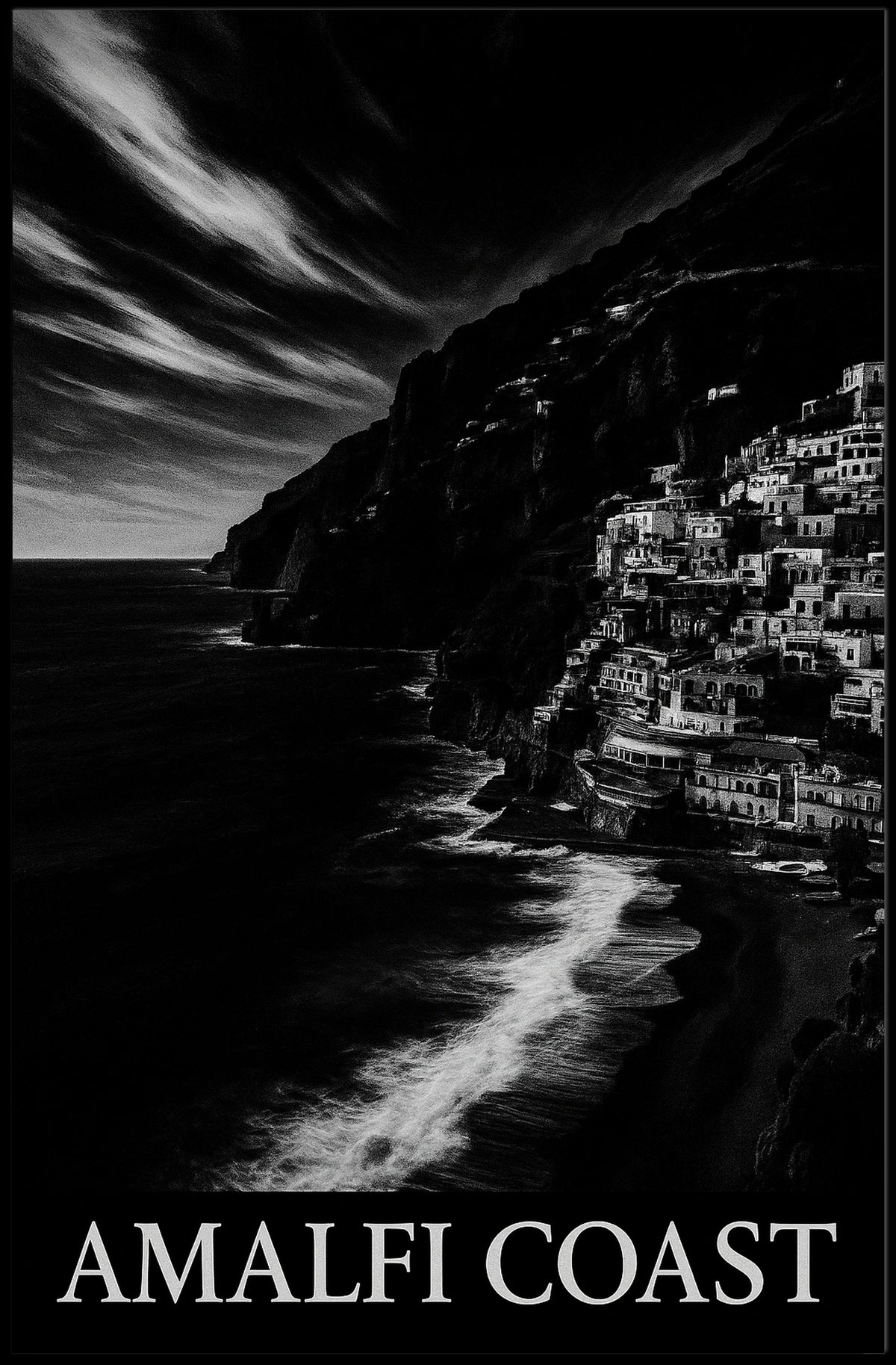 Amalfi Coast Poster Scenic Sunset Seascape Wall Art