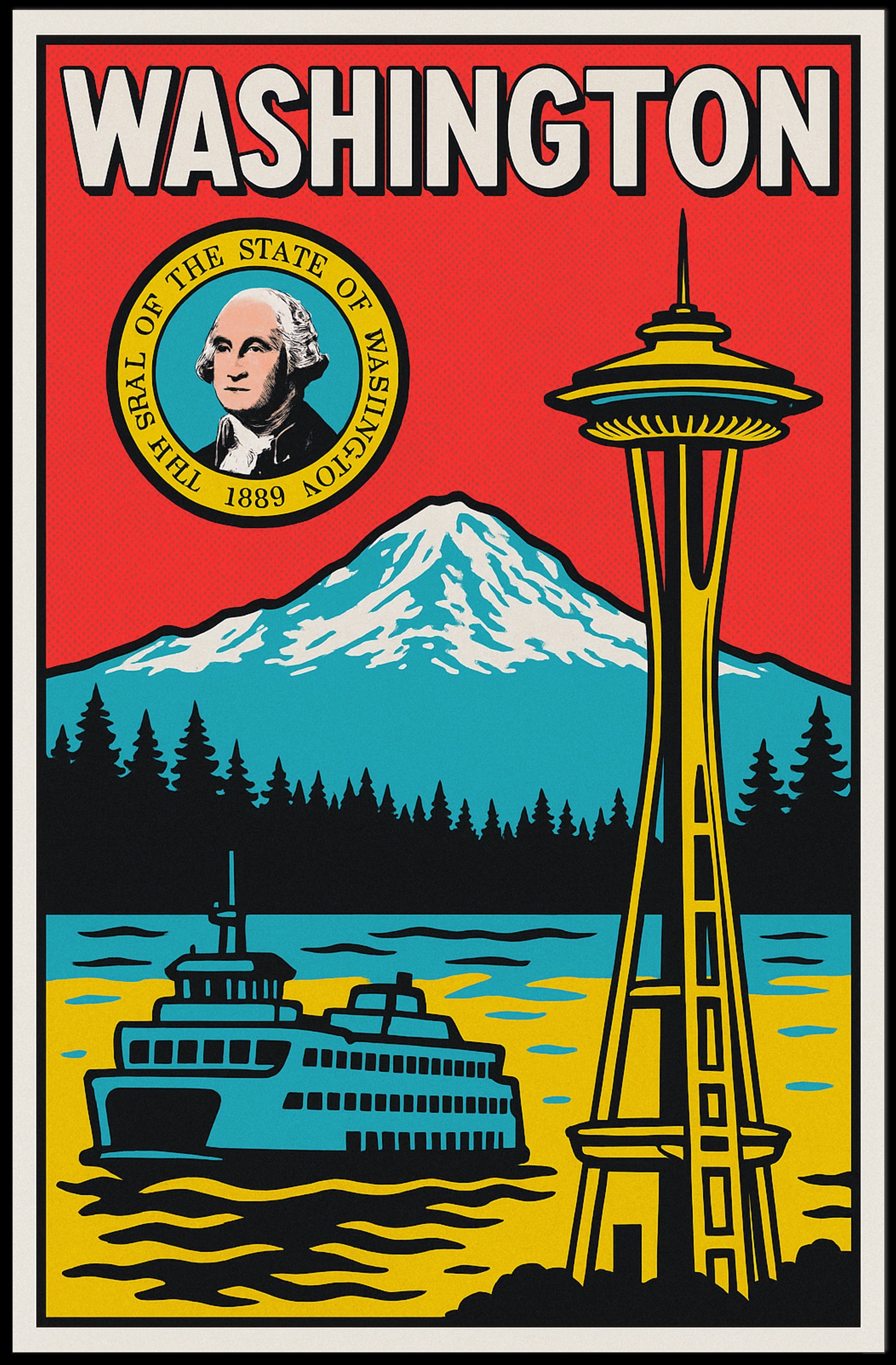 Washington State Landmarks Poster PosterGoat