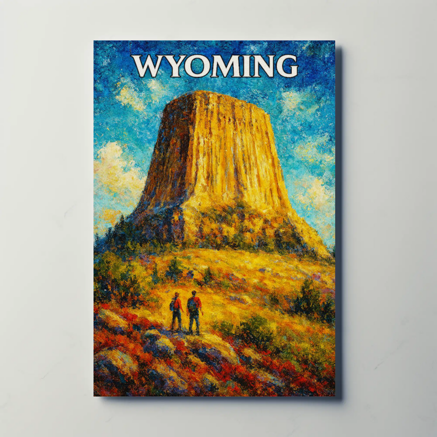 Wyoming Devils Tower Hiking Landscape Scenic Travel Poster