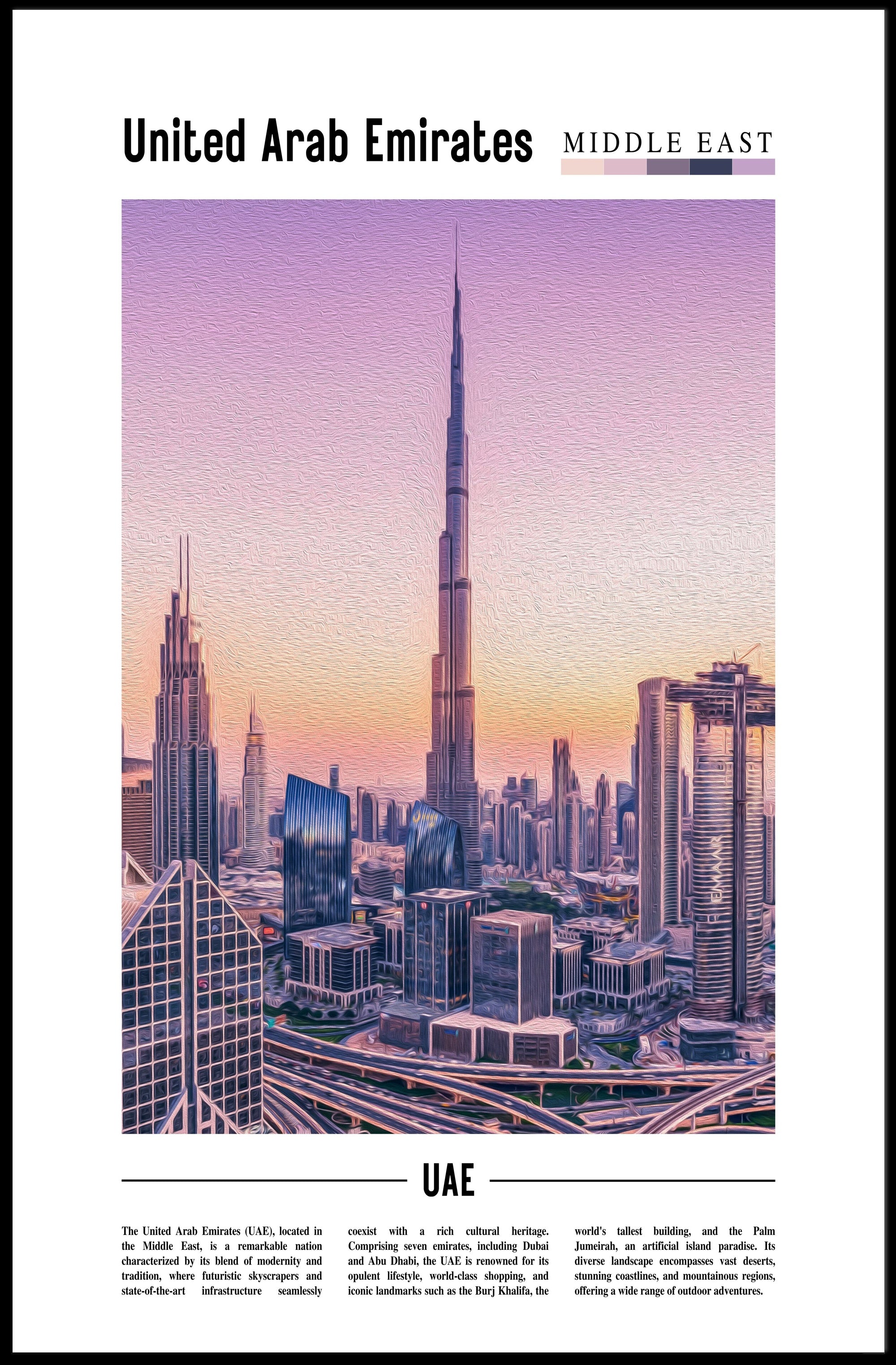 UAE Skyscraper Panorama Modern Cityscape Urban or Cityscape Poster PosterGoat