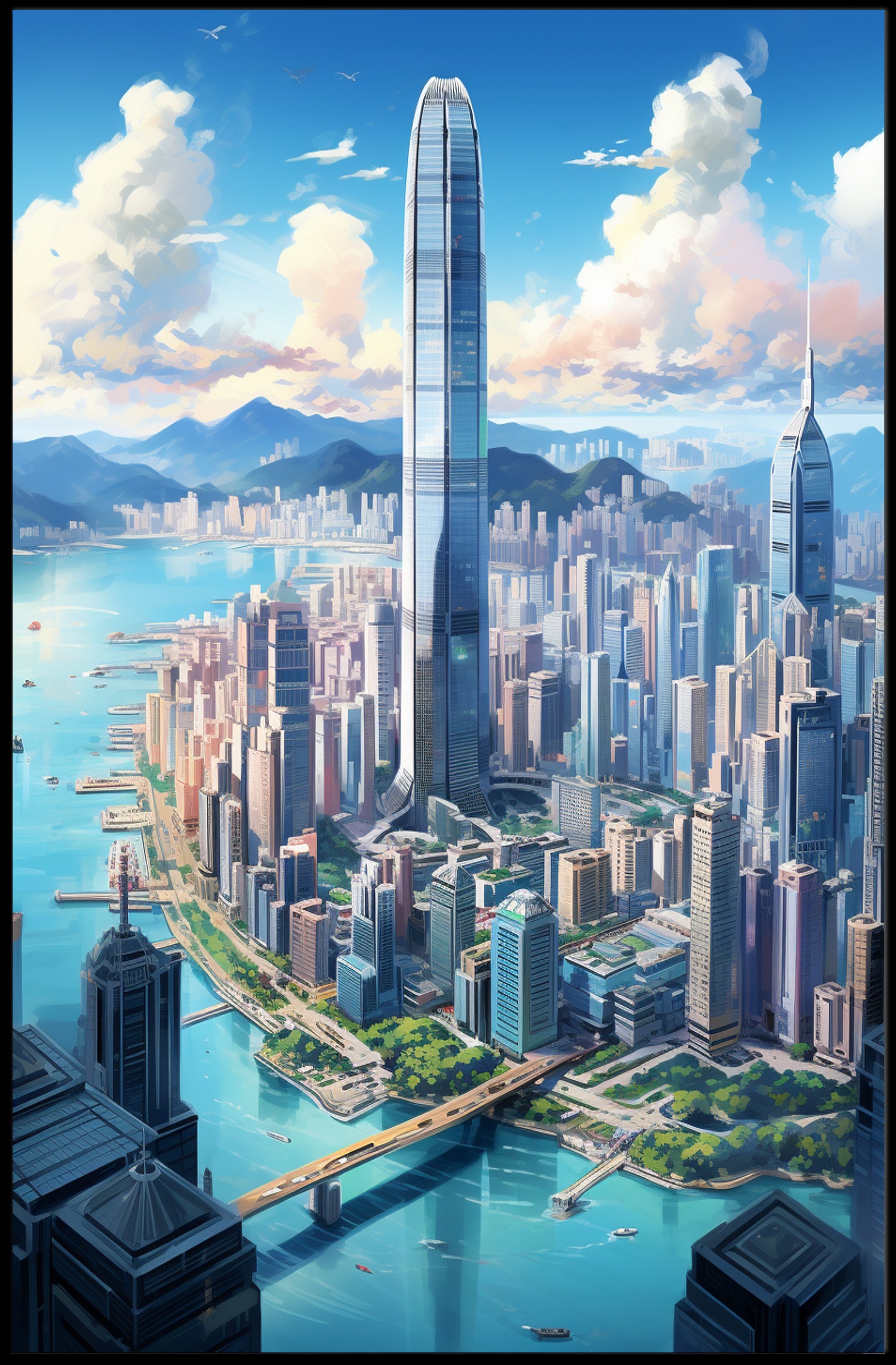 Skyline Of Modern Metropolis Modern Poster