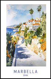 Coastal Charm of Marbella Poster PosterGoat