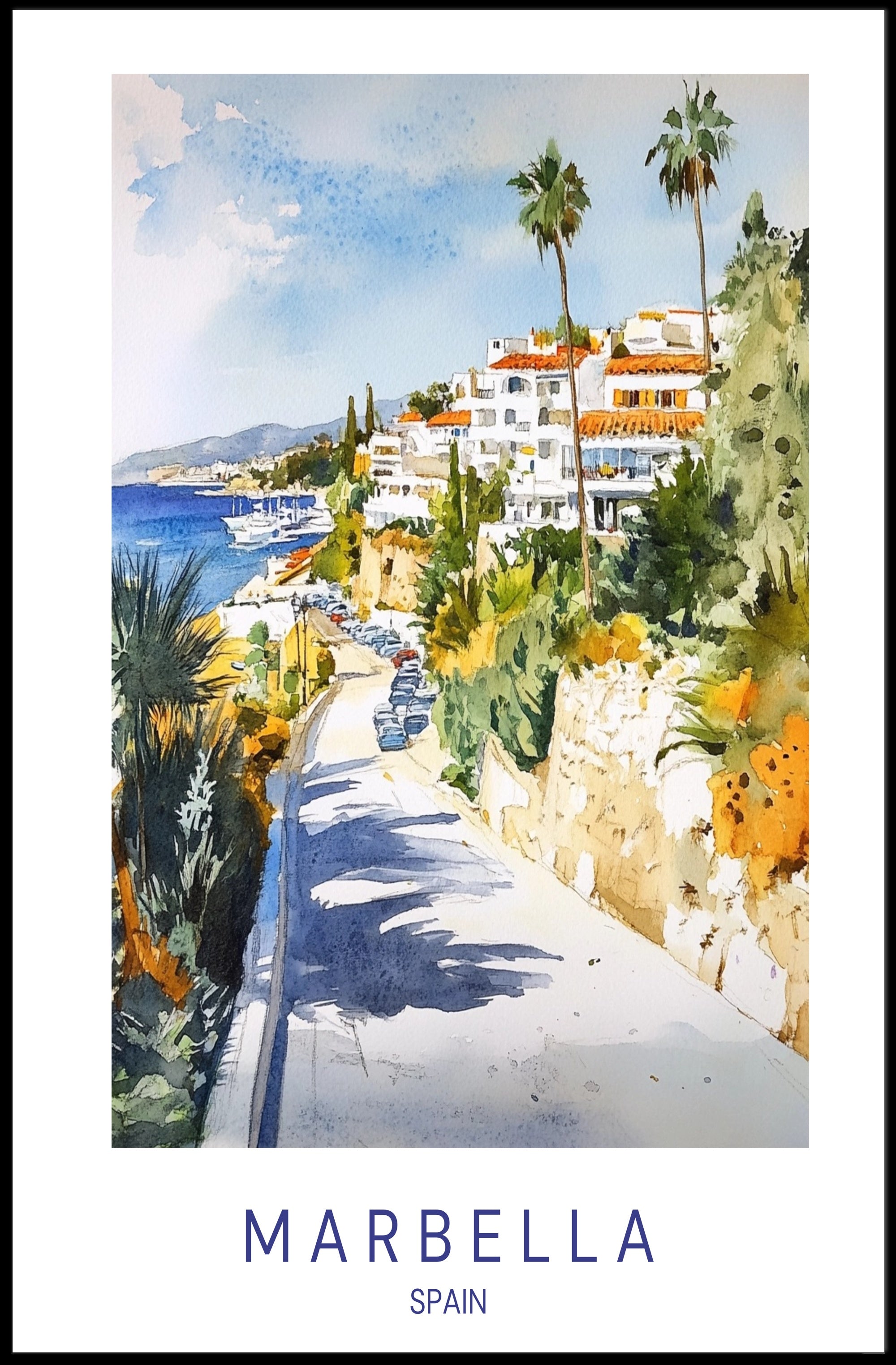 Coastal Charm of Marbella Poster PosterGoat