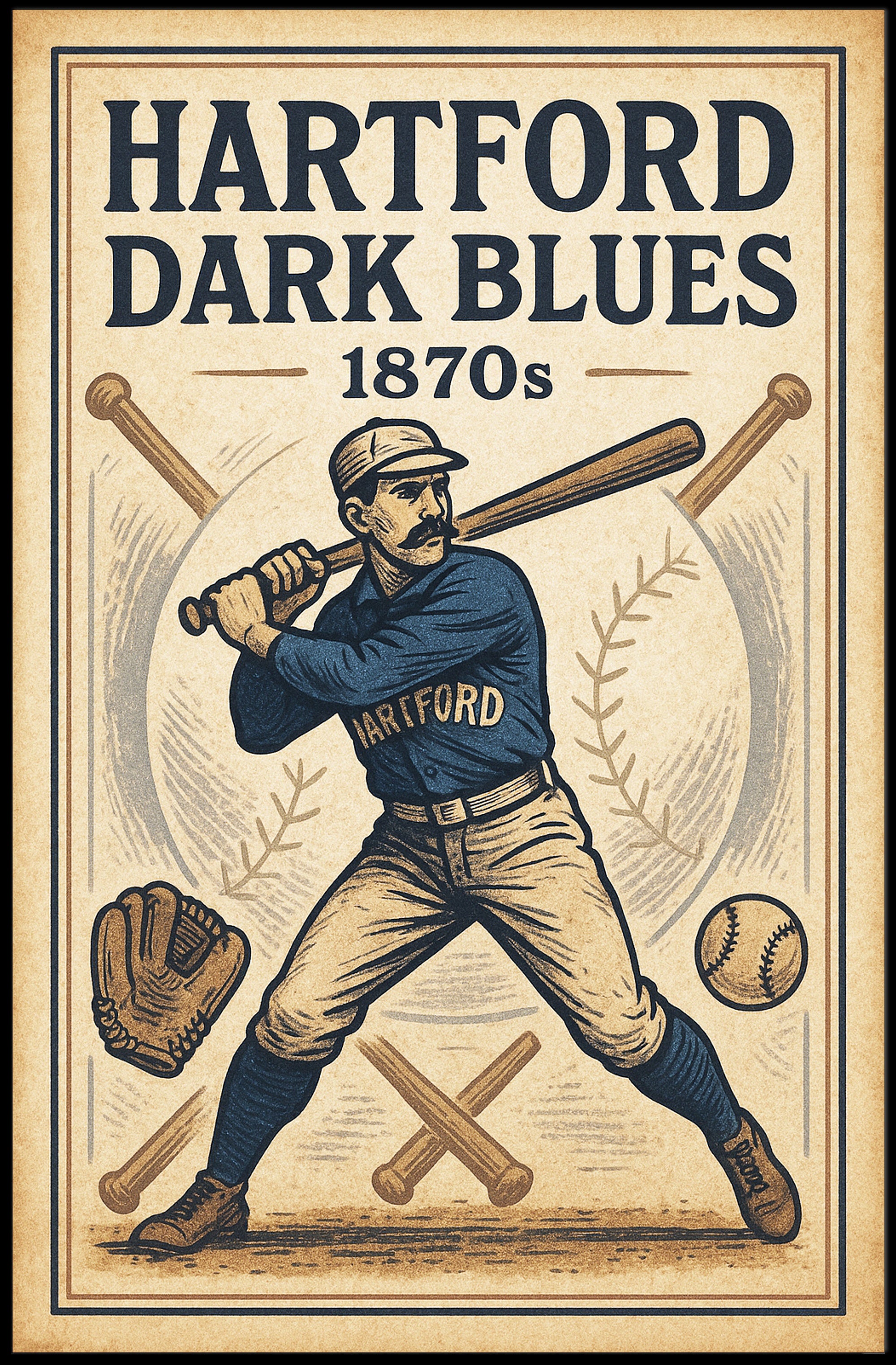 Hartford Dark Blues 1870s Baseball Poster PosterGoat