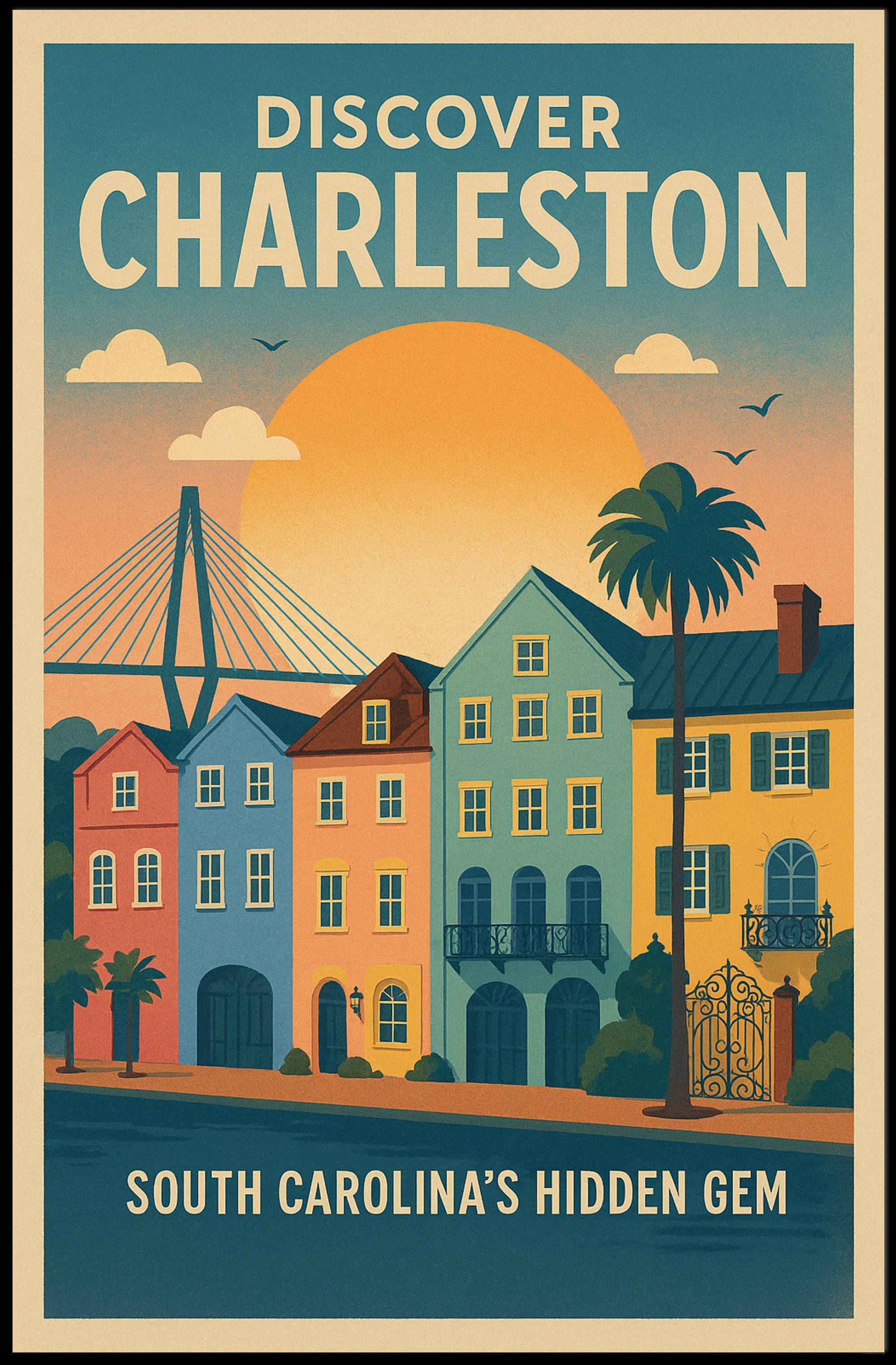 Charleston Vintage Travel Poster