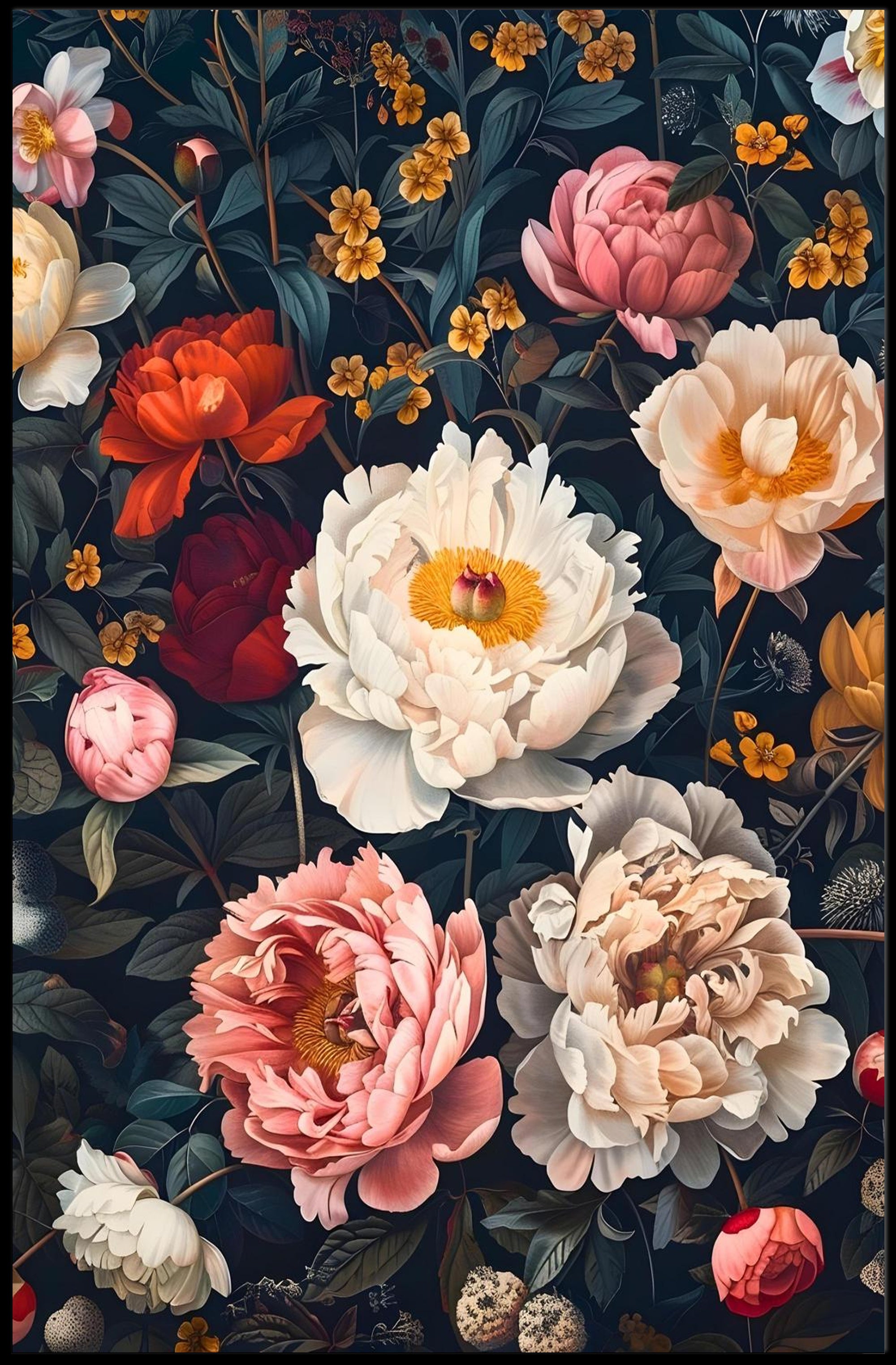 Elegant Floral Composition Print: Abstract or Artistic Poster