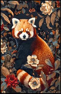 Red Panda in Bloom Wall Art Print