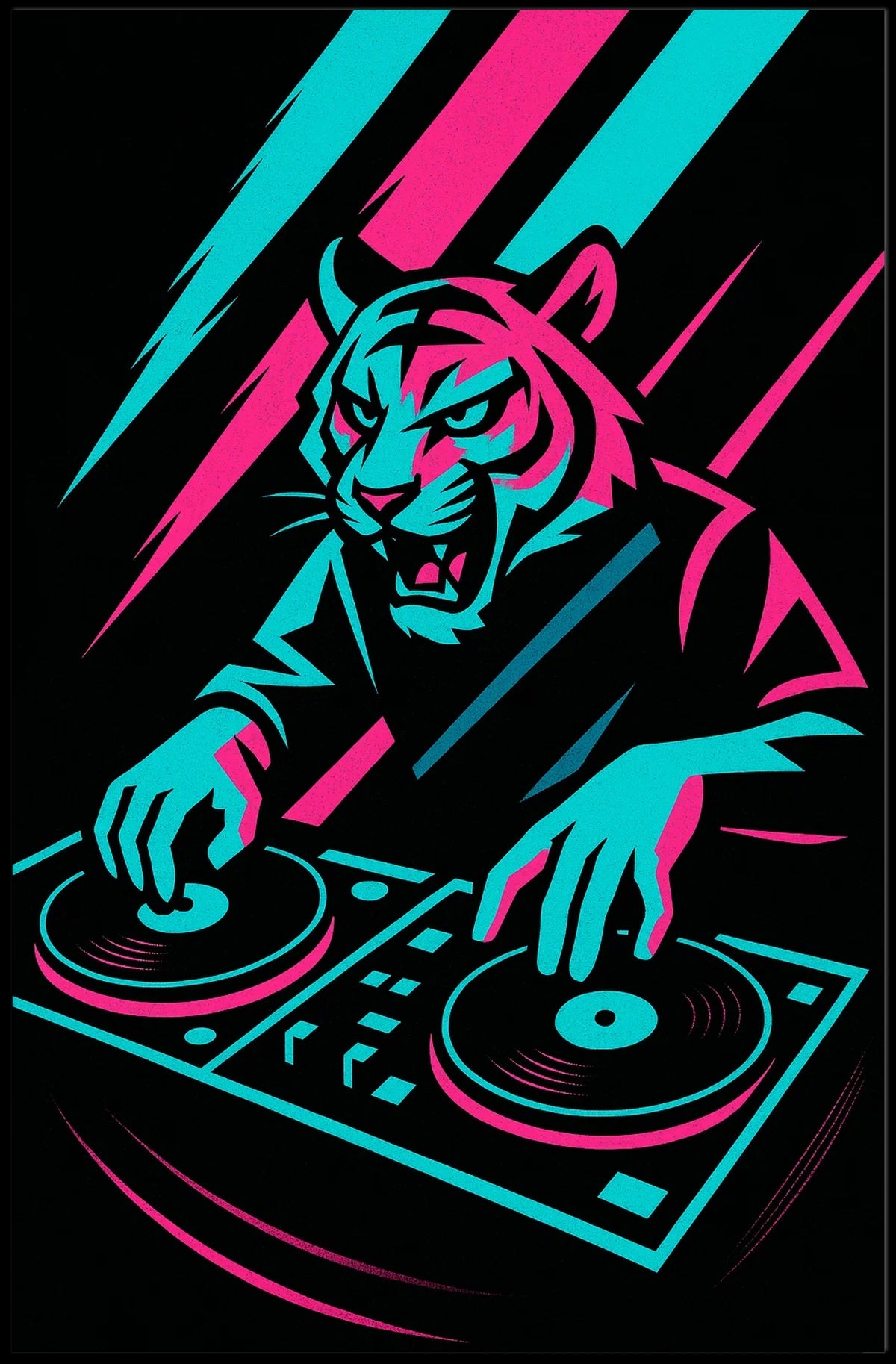 Neon Dj Tiger Poster