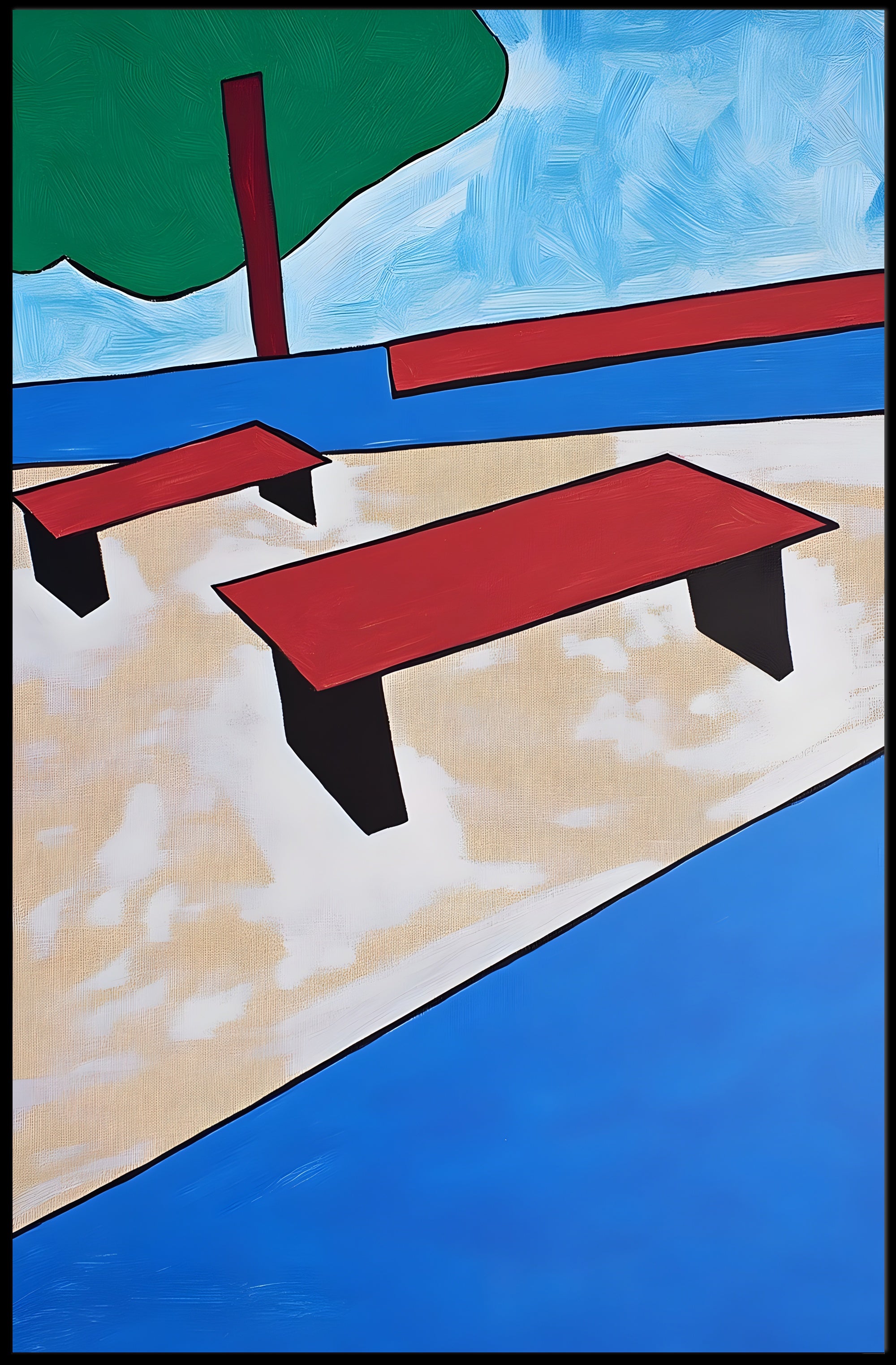 Abstract Park Scene Poster Modern Minimalist Print