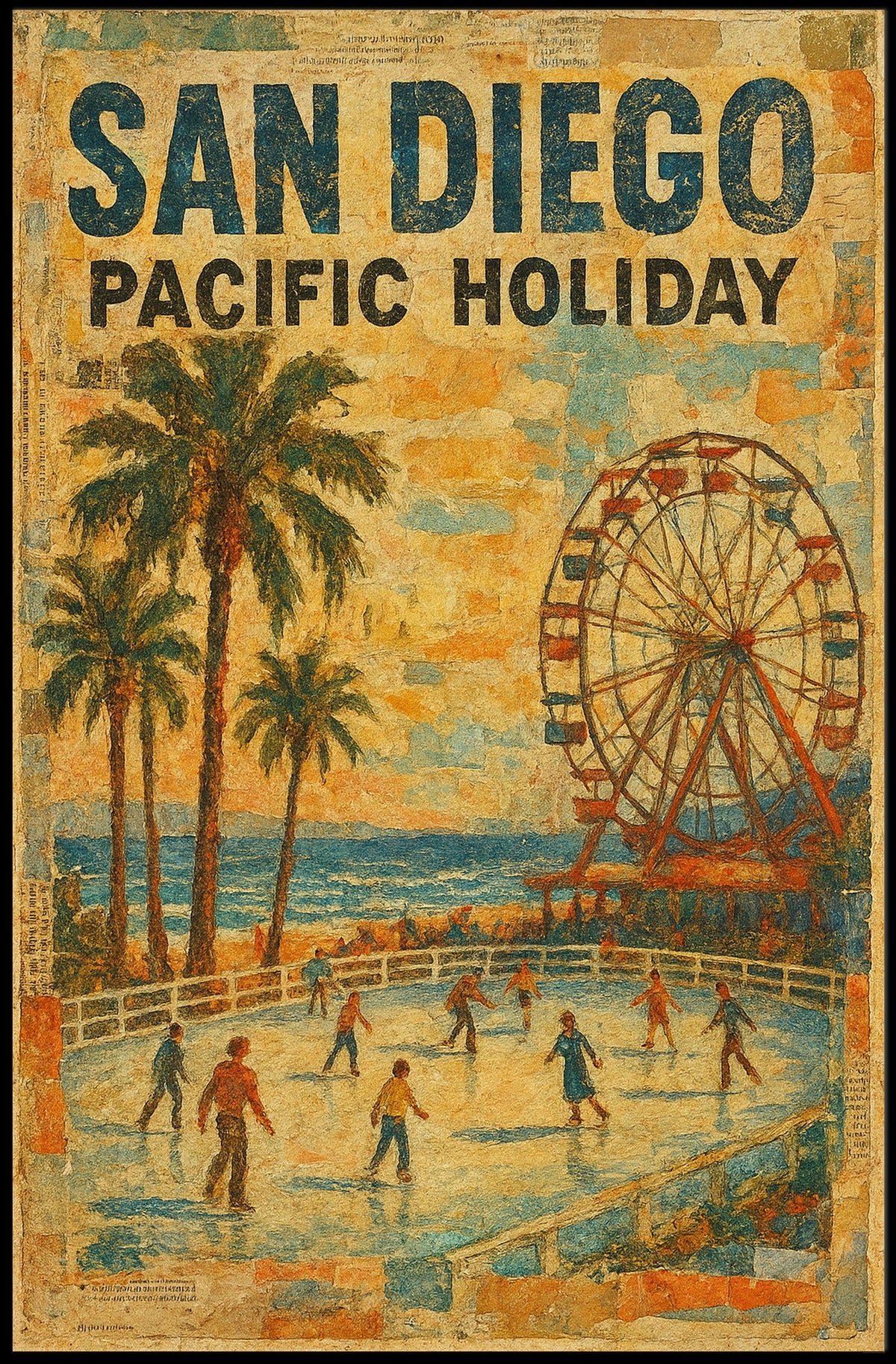 San Diego Pacific Coast Seascape City Views Travel Holiday Poster