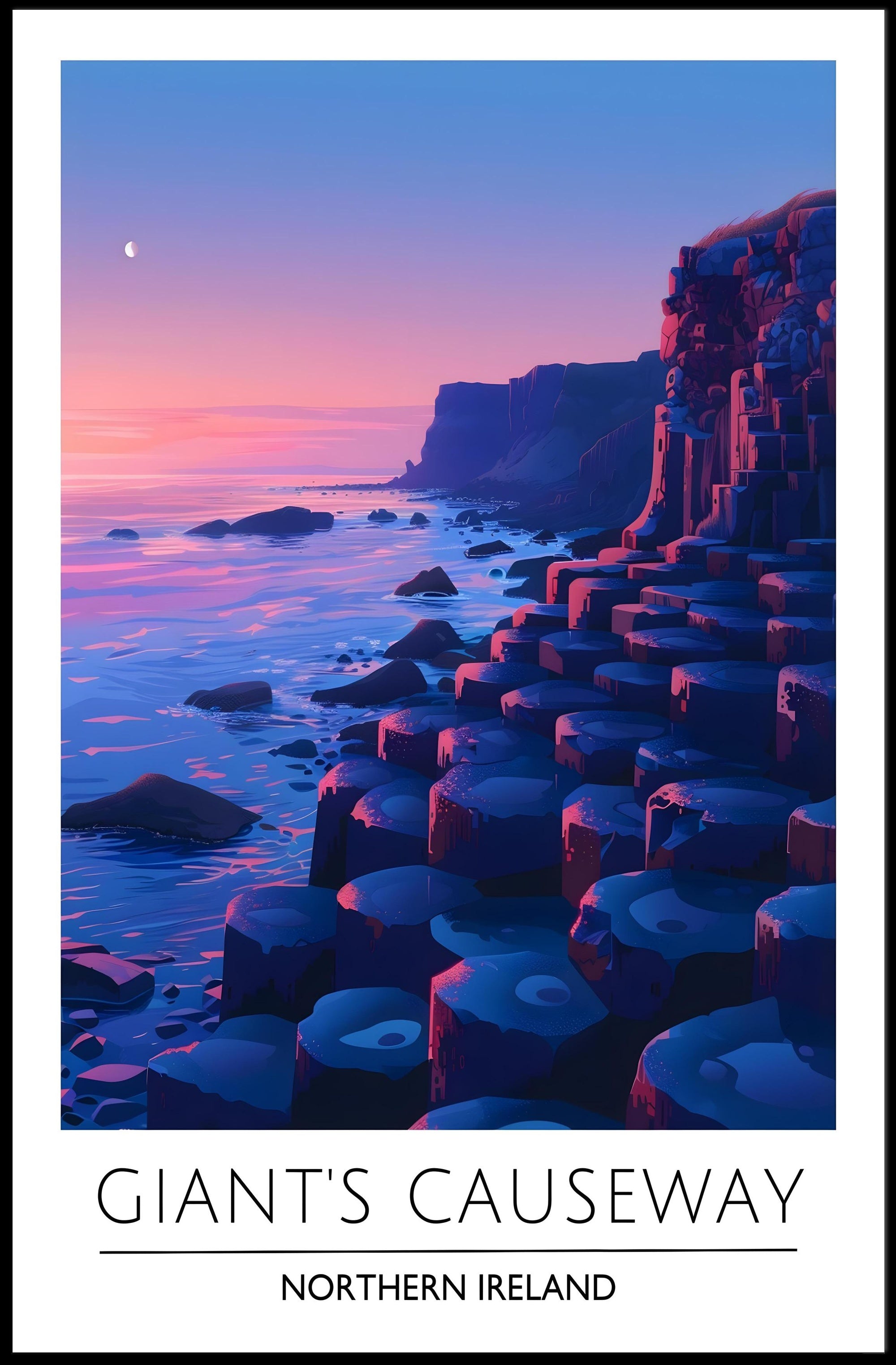 Giant's Causeway Sunset Modern Art Travel Poster