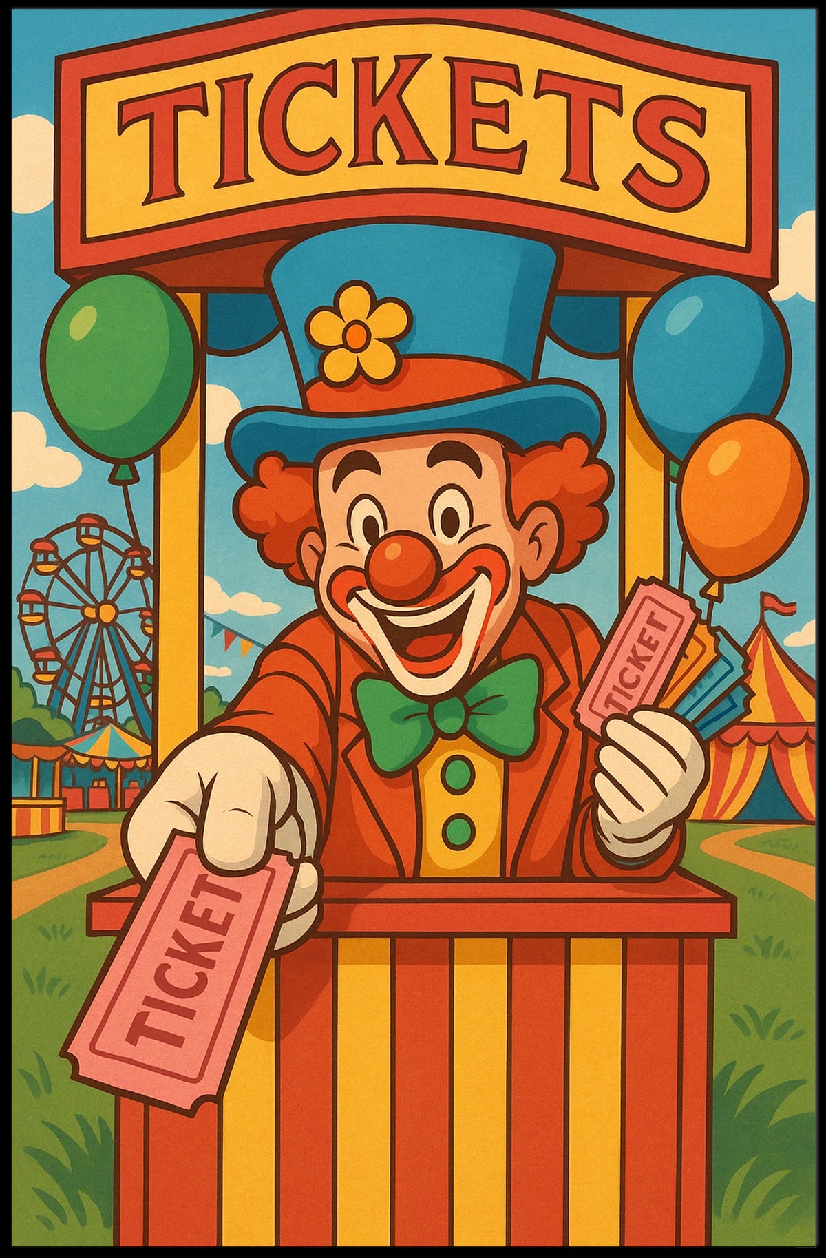 Carnival Clown Ticket Booth Poster