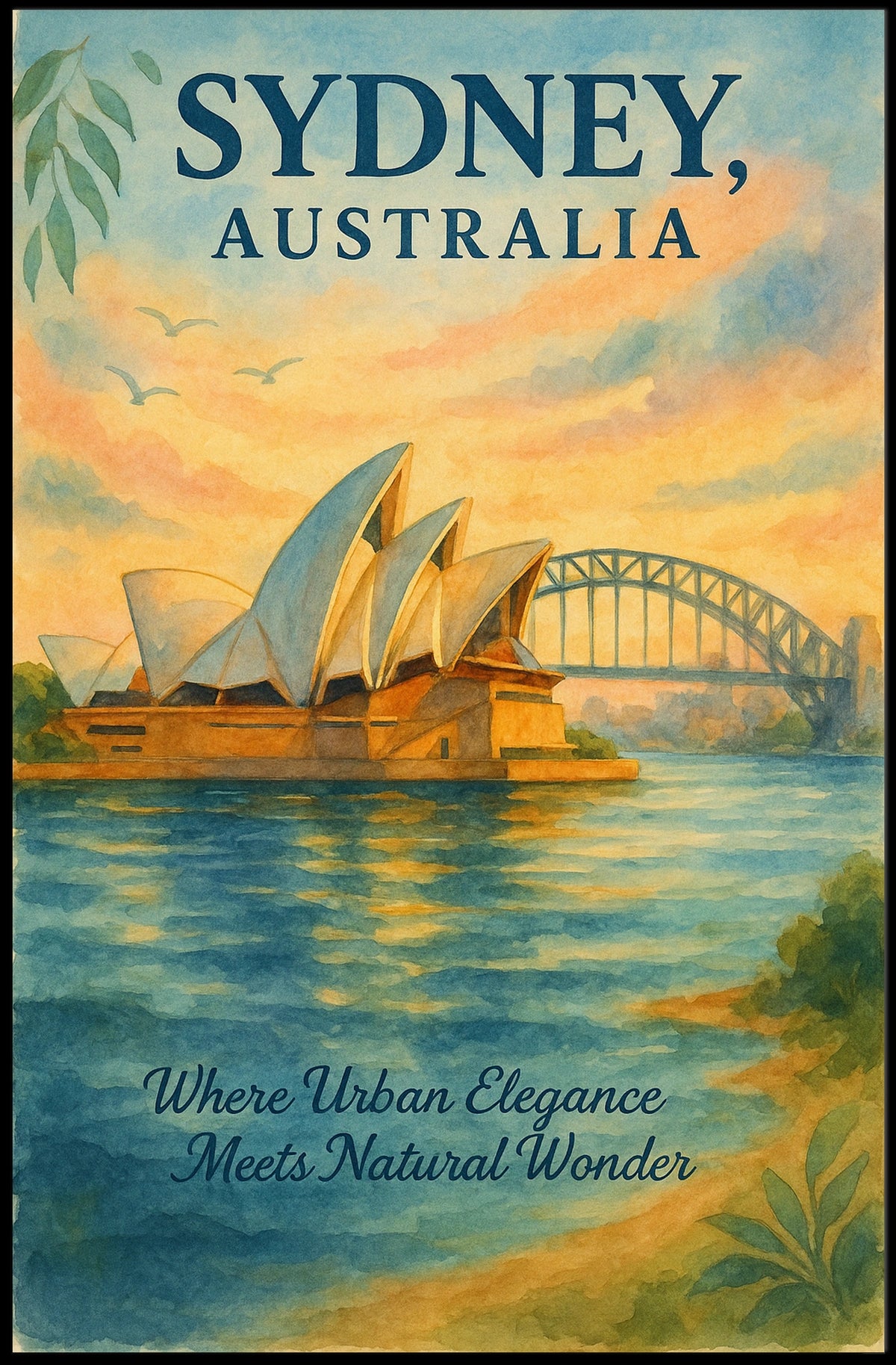 Sydney's Iconic Landmarks Vintage Travel Poster