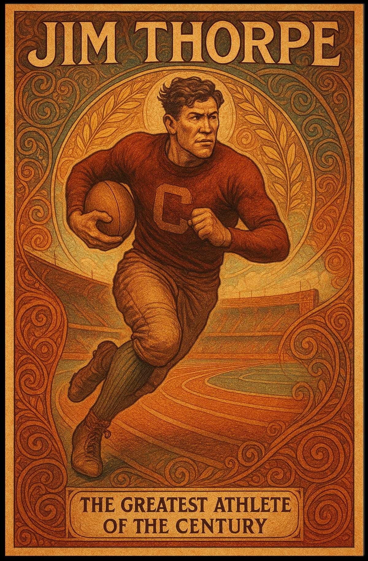 Jim Thorpe Iconic Athlete Tribute Poster