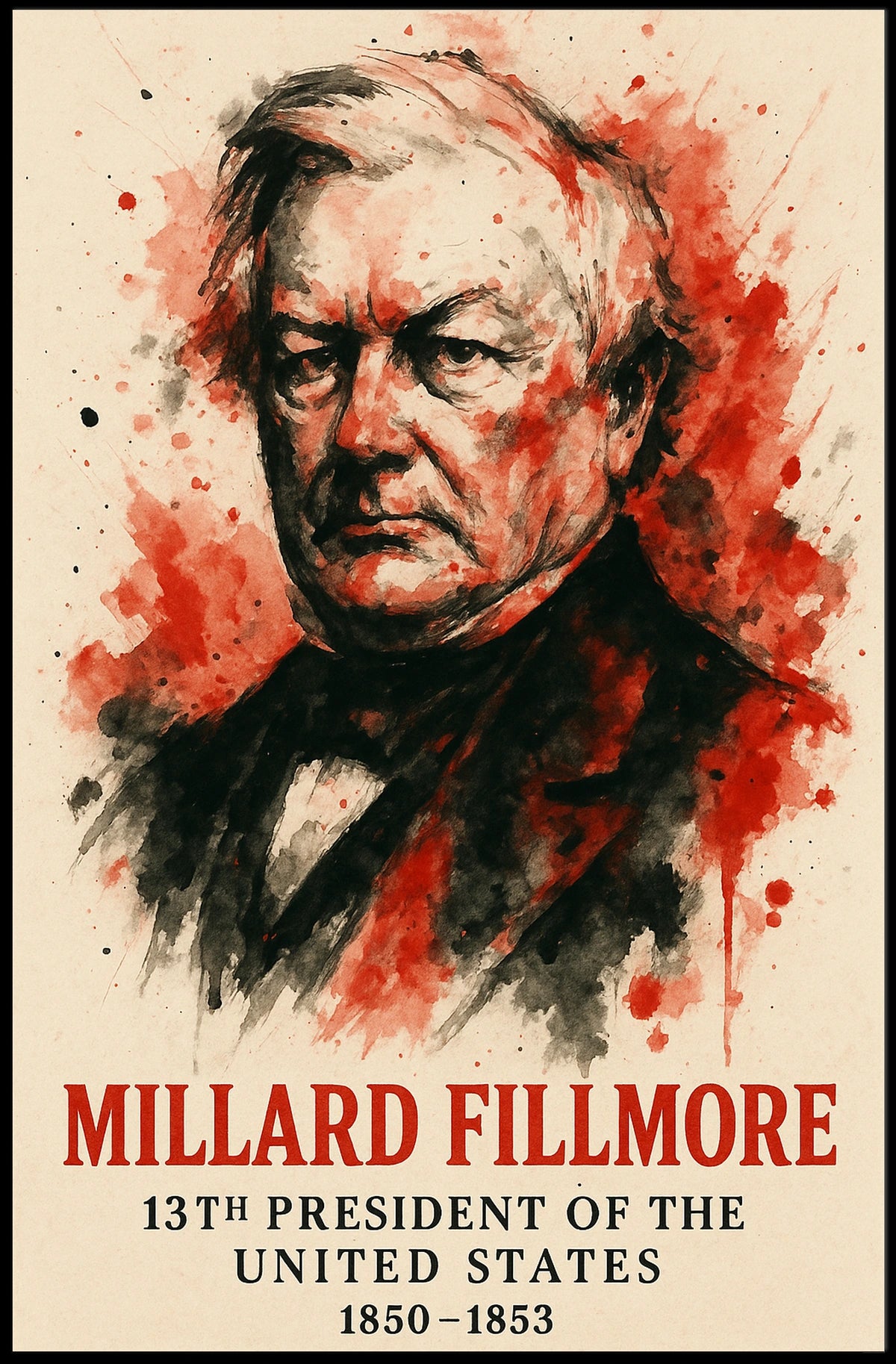 Millard Fillmore watercolor portrait in Historical Poster