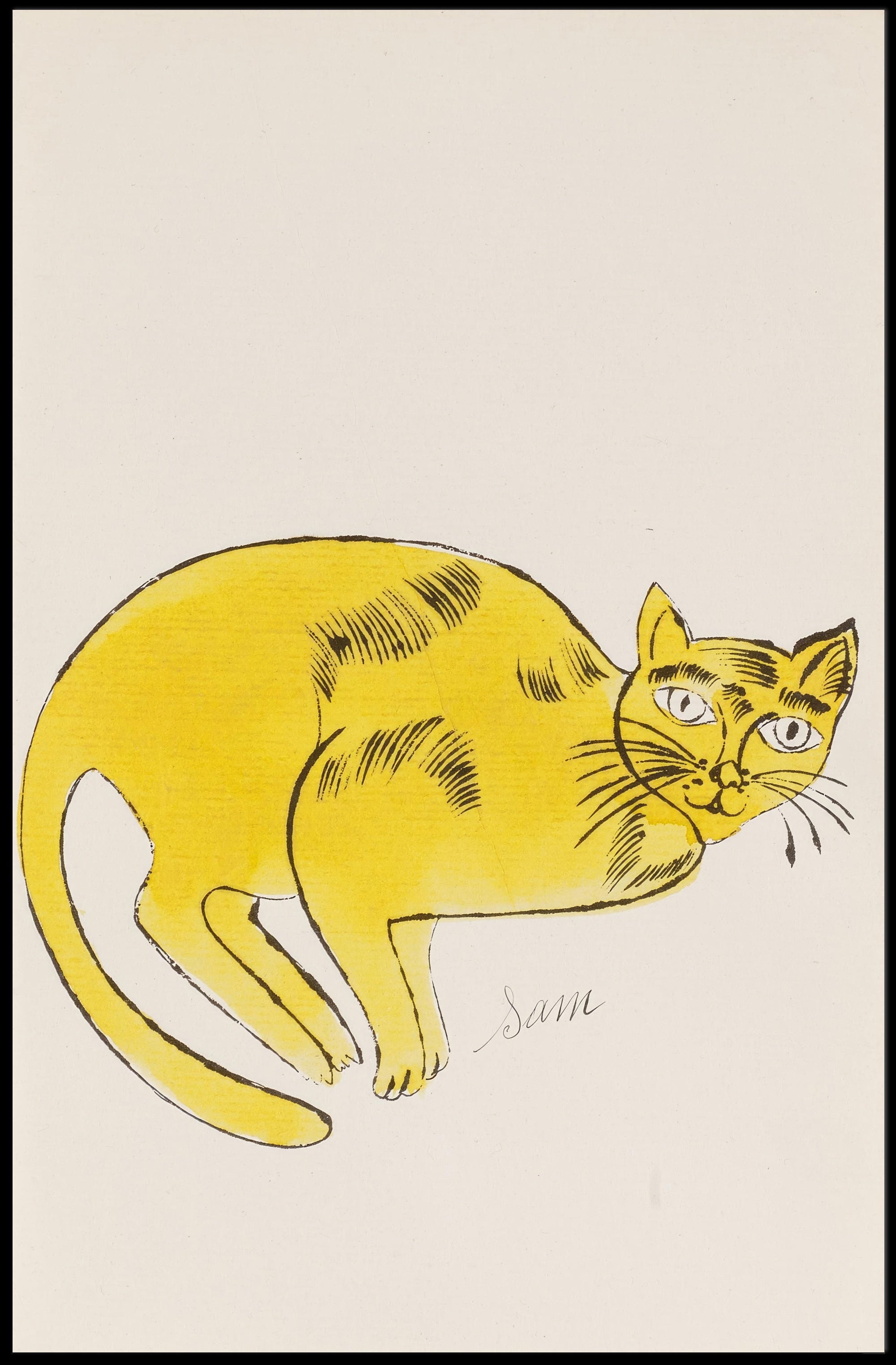 Yellow Cat Poster Whimsical Wall Art Print