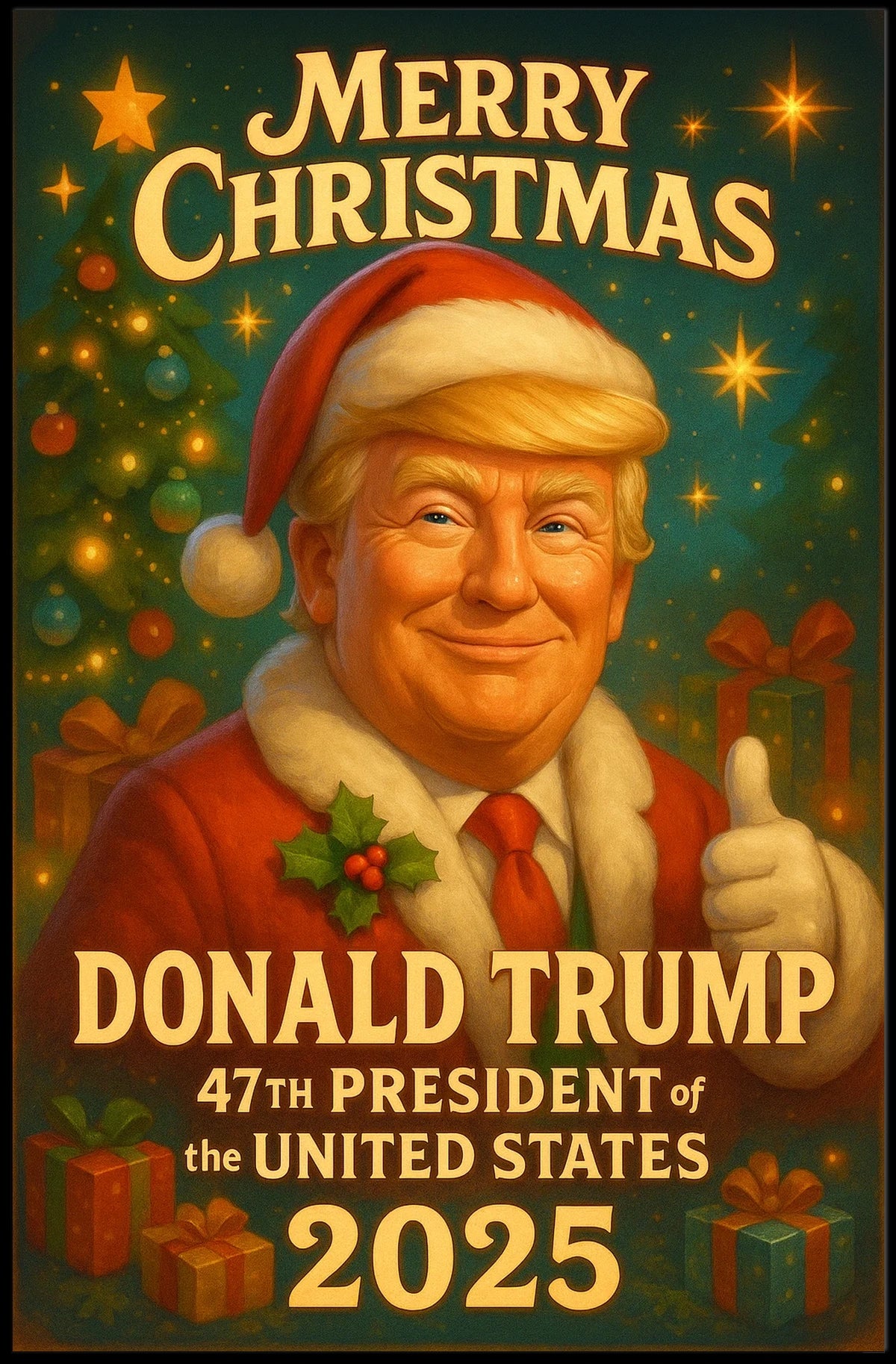 Merry Christmas Donald Trump Santa Suit Political Poster