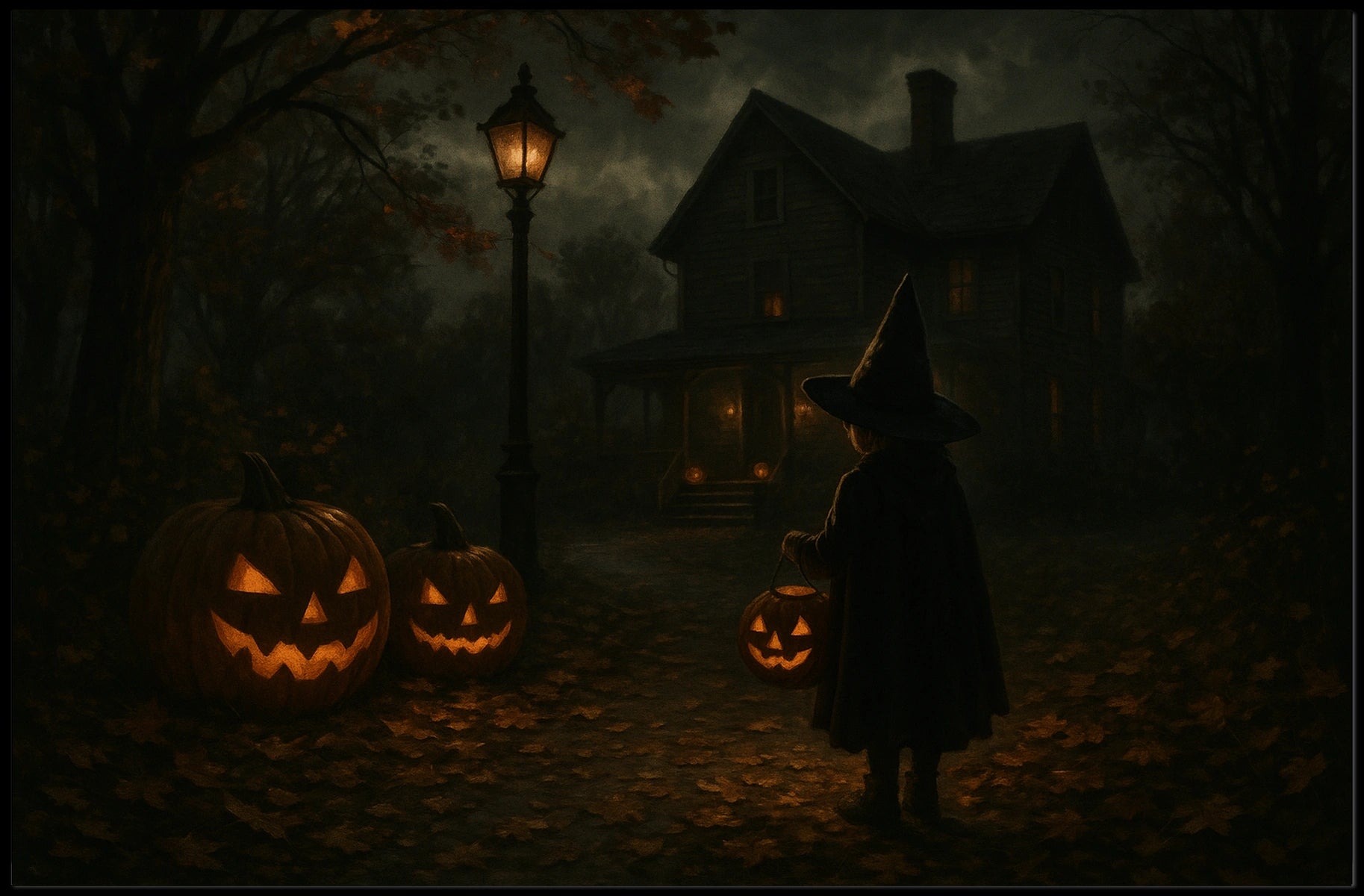 Moonlit Halloween Night Enchantment Gothic Surrealism Fantasy Nocturnal Cityscape Dreamscape Wanderlust Poster