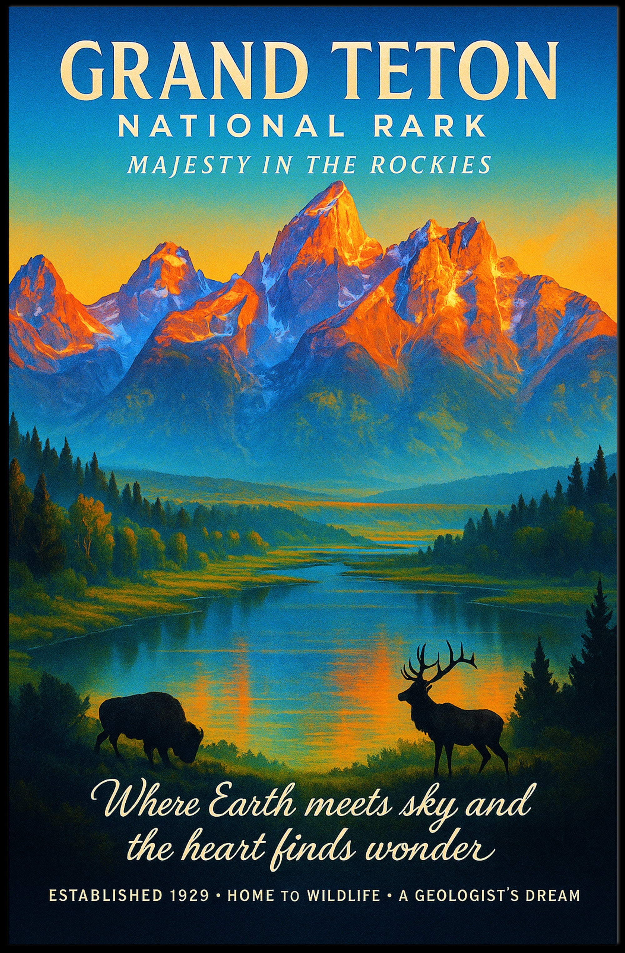 Majesty in the Rockies Grand Teton National Park Poster PosterGoat