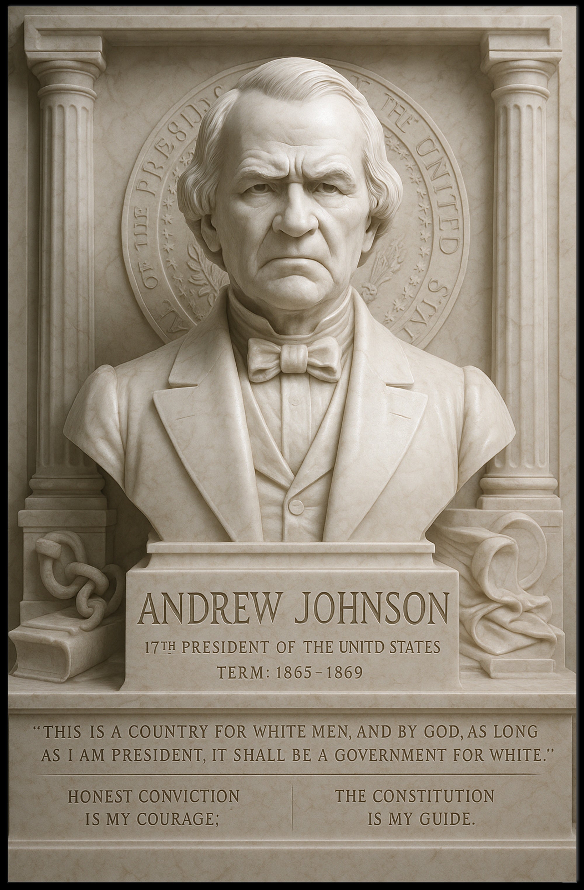 Andrew Johnson Bust Historical or Presidential Poster