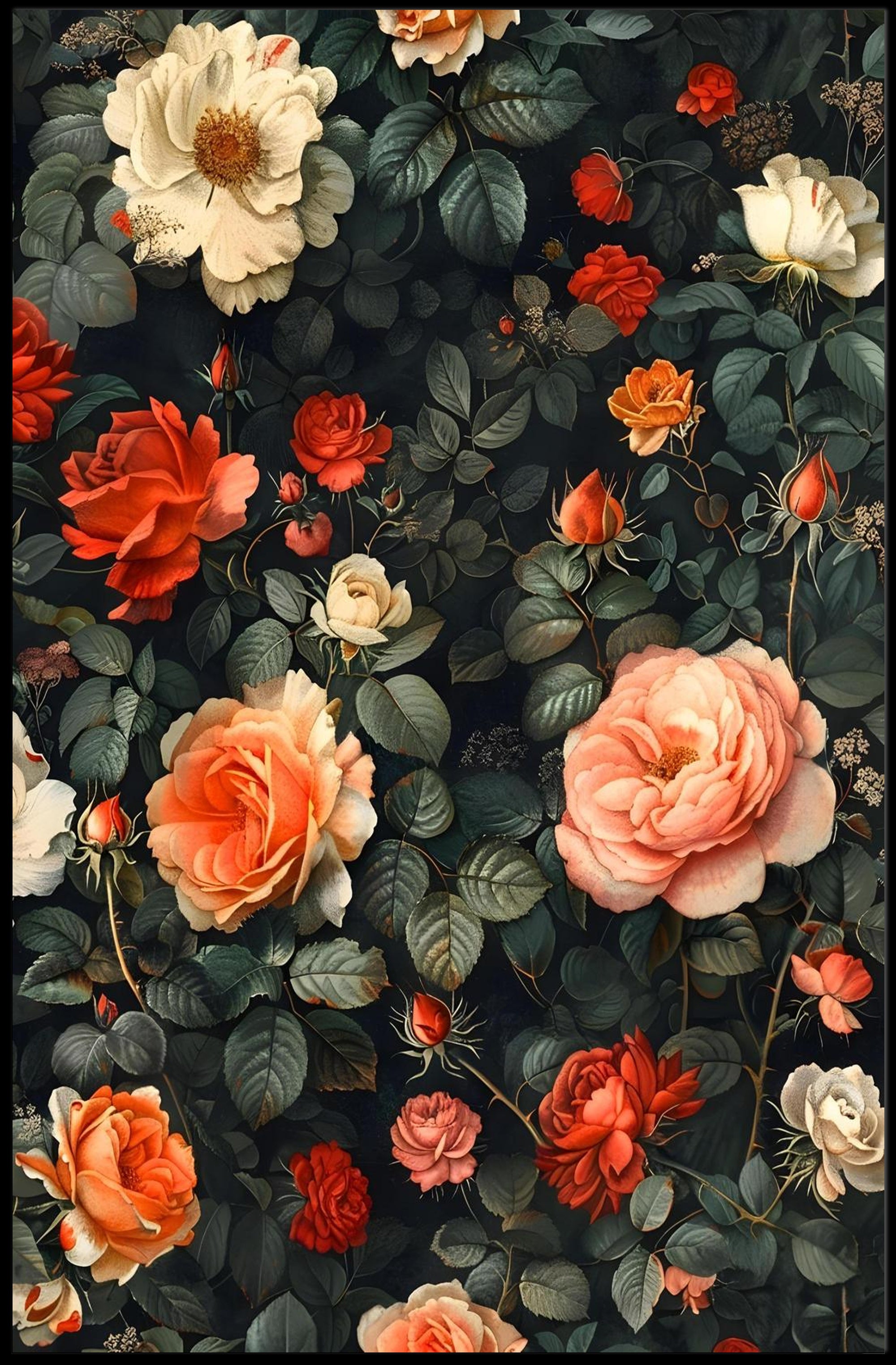 Lush Vintage Rose Arrangement Artistic Poster