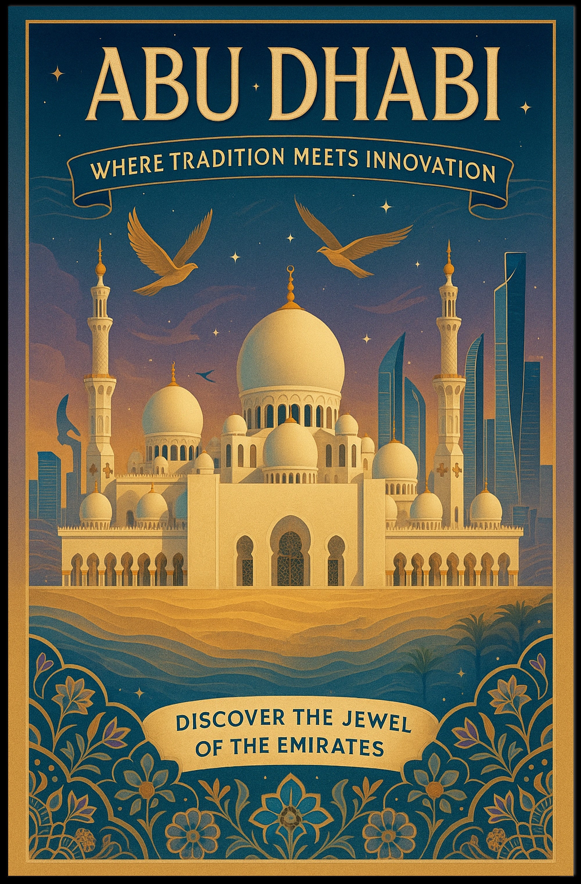 Abu Dhabi Fusion: Modern Meets Tradition Urban or Cityscape Poster