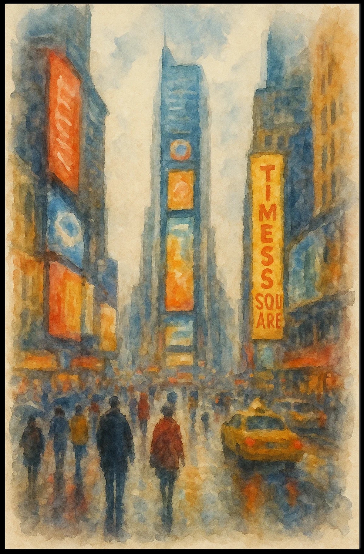 Times Square in Watercolor Poster