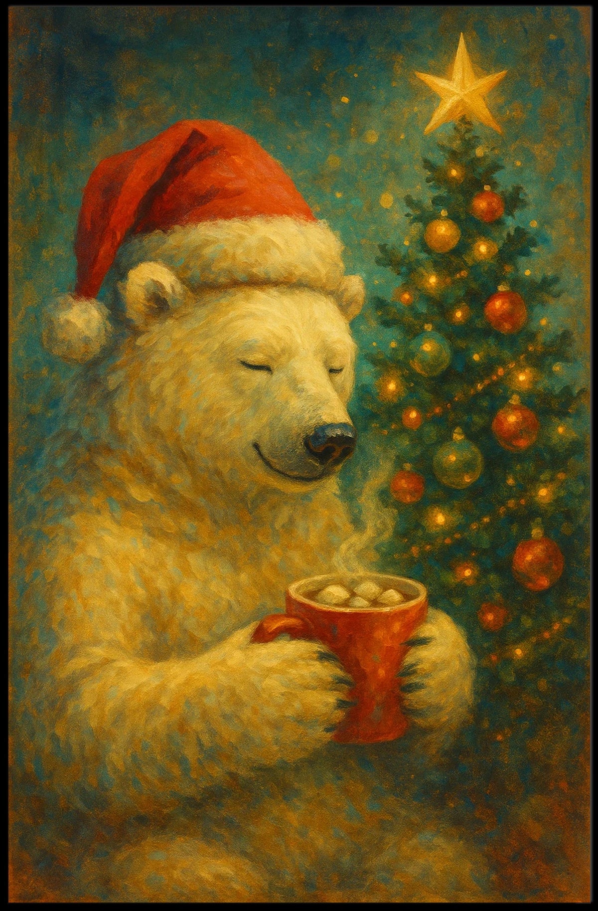 Bear In Winter Forest Landscape Art Print For Wall Decor Museum Quality Gallery Poster