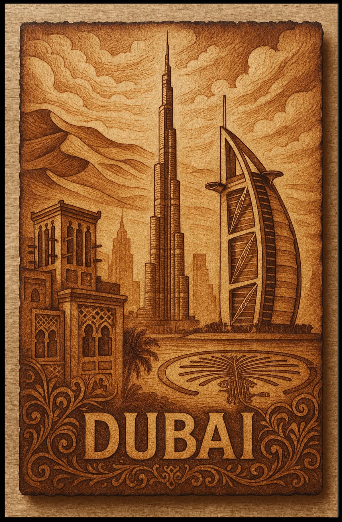Dubai Cityscape Poster Fusion Of Tradition And Modernity